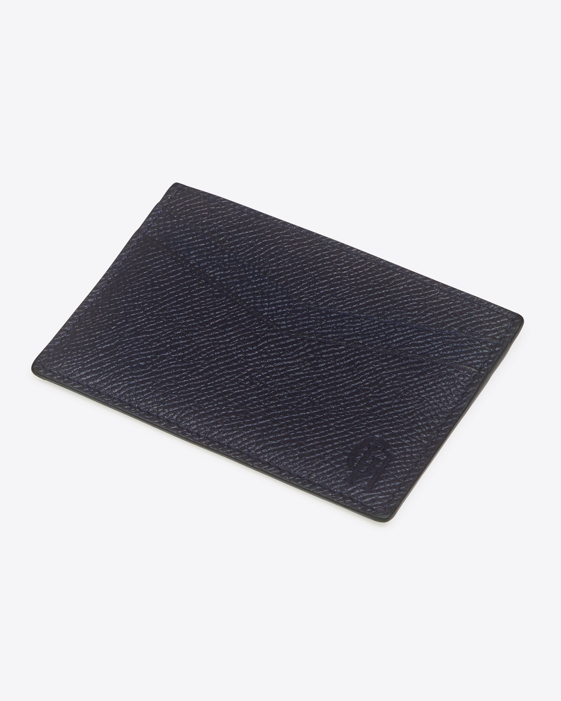 Leather Saffiano Leather Card Case Navy