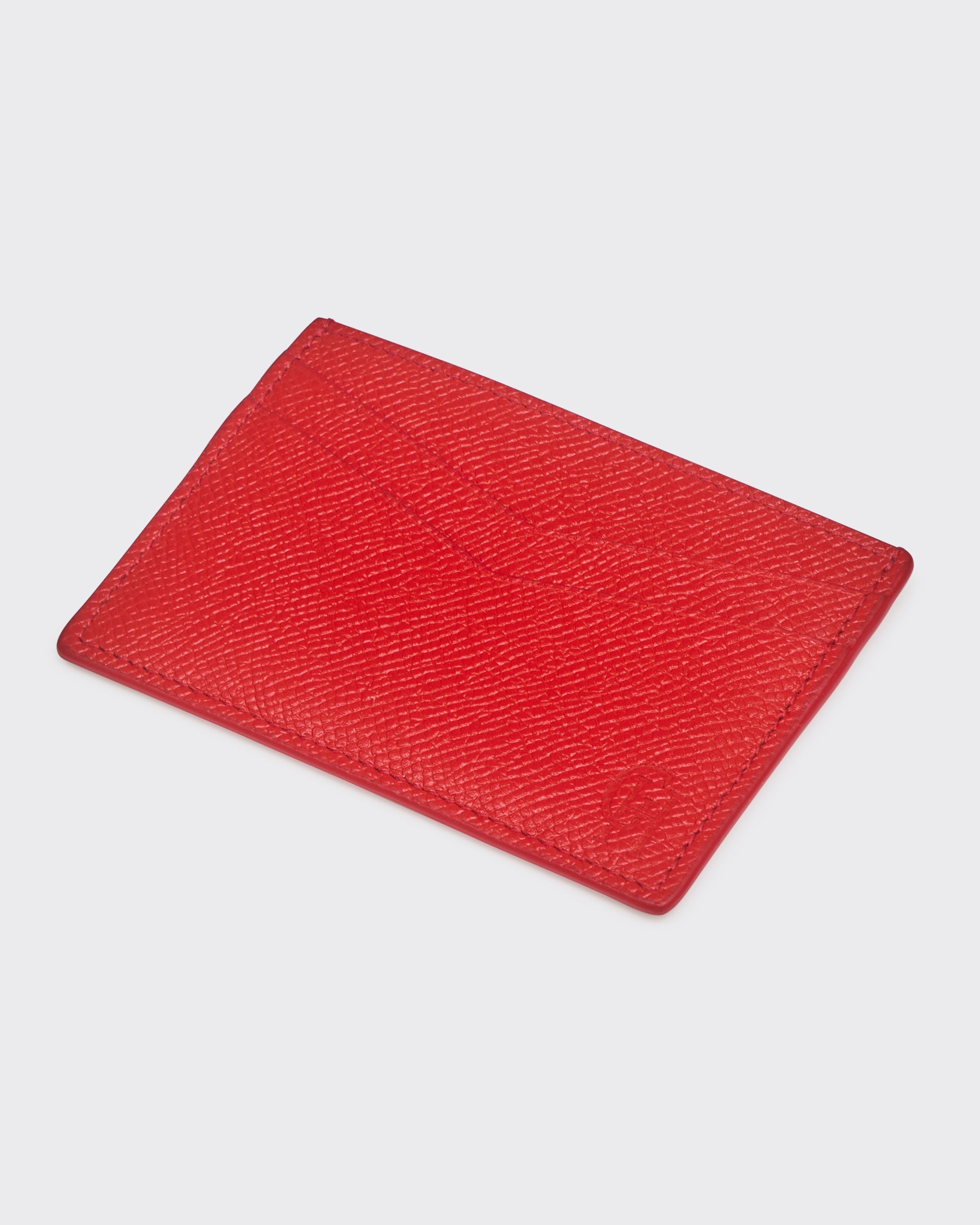 Leather Saffiano Leather Card Case Red