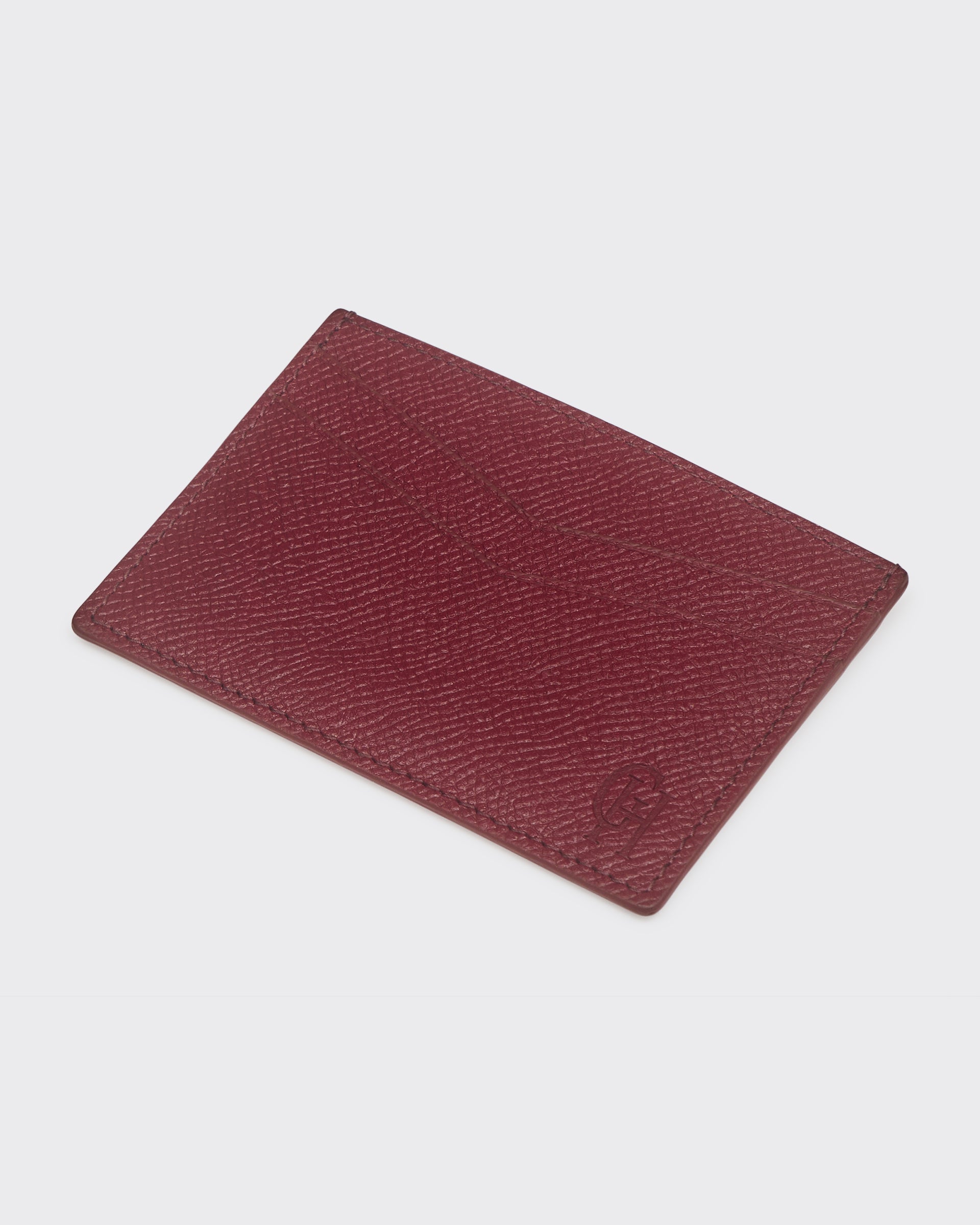 Leather Saffiano Leather Card Case Burgundy