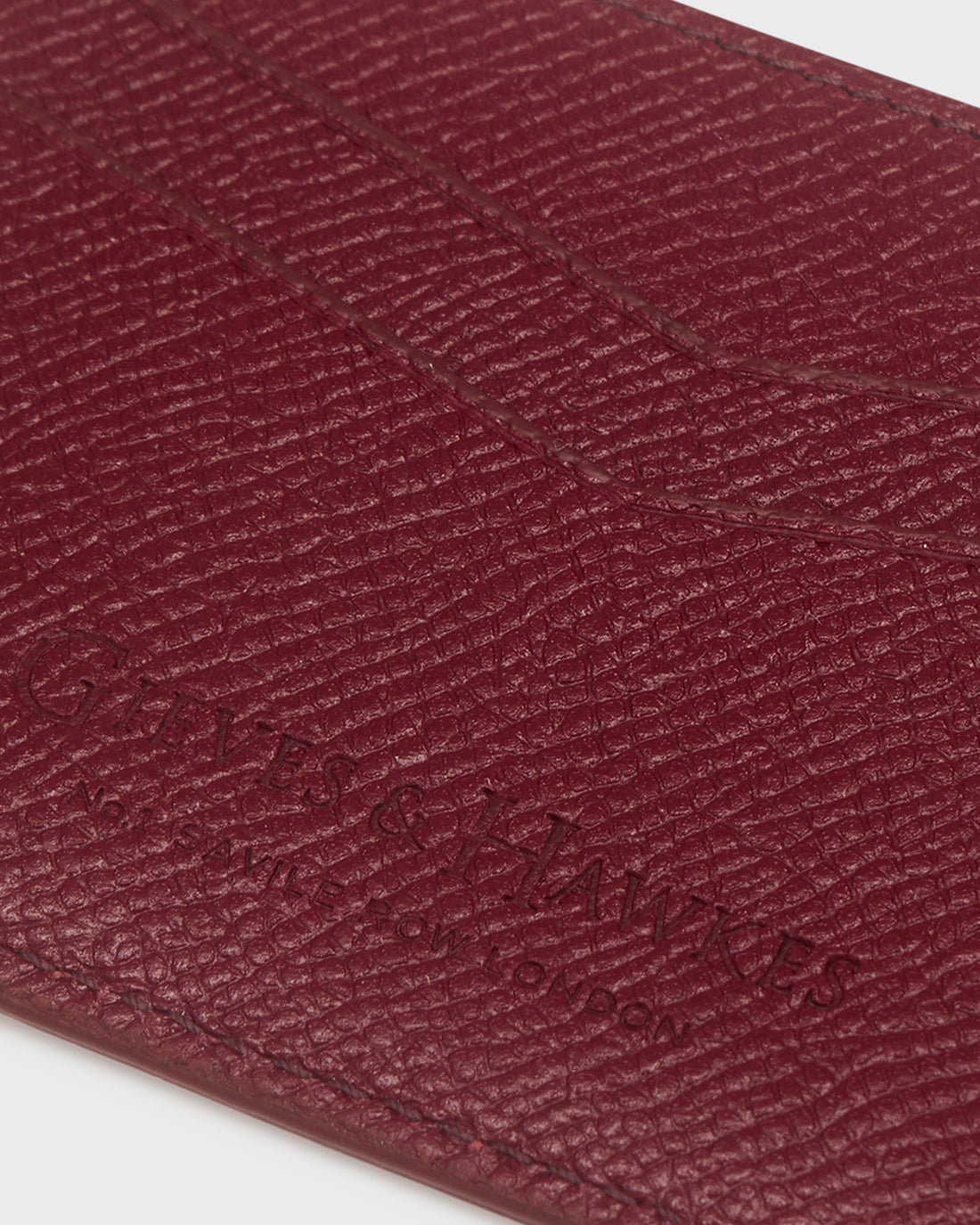 Leather Saffiano Leather Card Case Burgundy