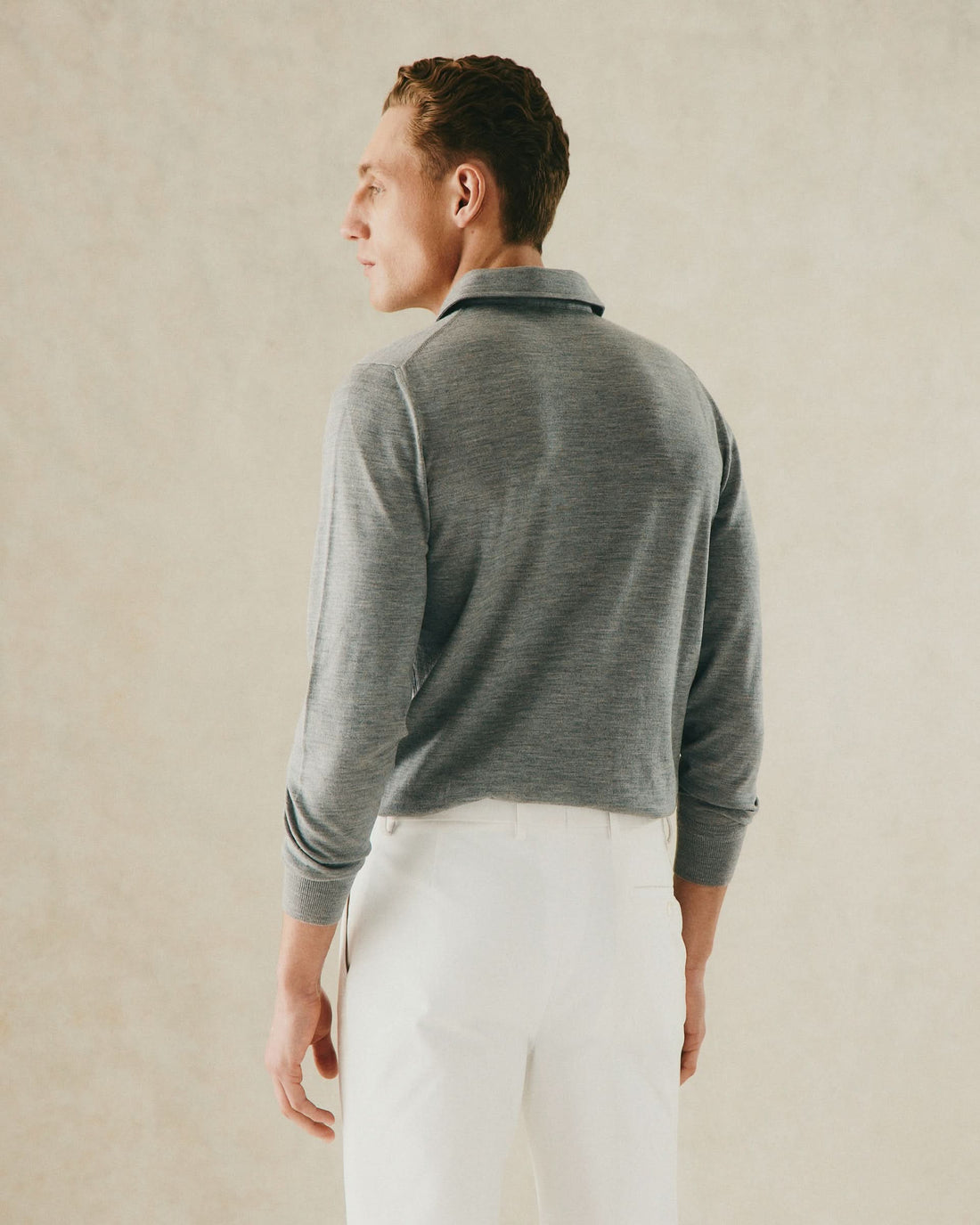 Grant Ultrafine Merino Wool Polo Knit Grey