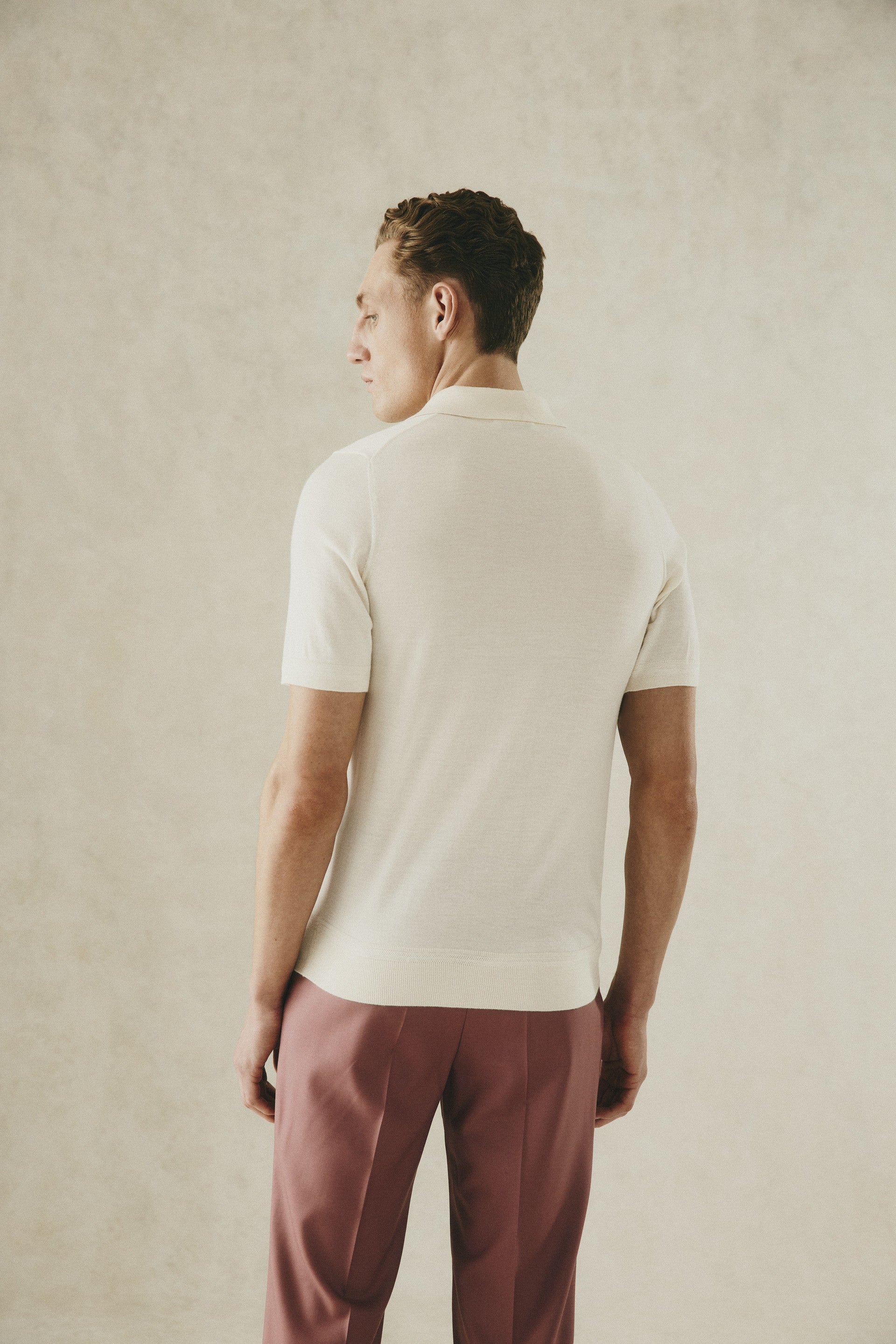 Dicken Short Sleeve Blend Polo Knit Cream