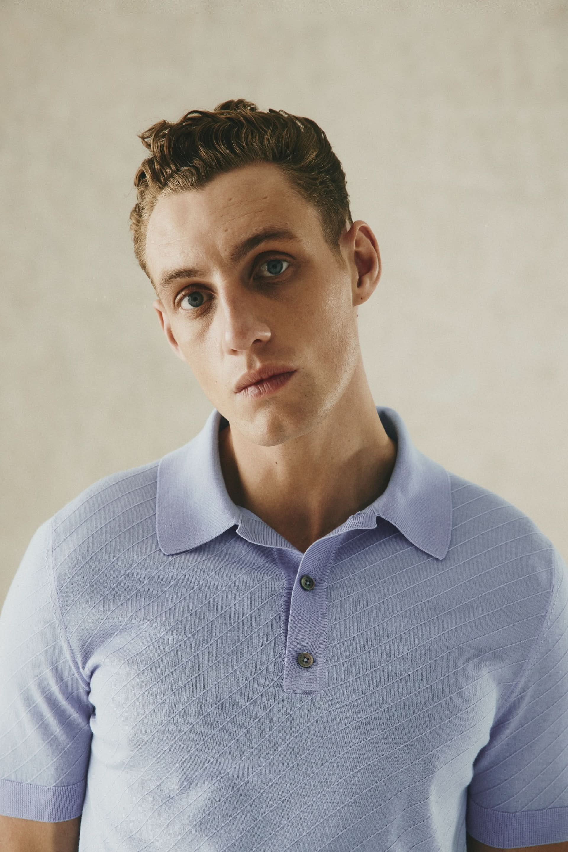 Noel Short Sleeve Textured Polo Light Blue