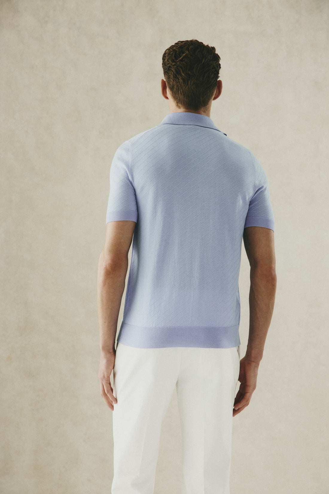 Noel Short Sleeve Textured Polo Light Blue