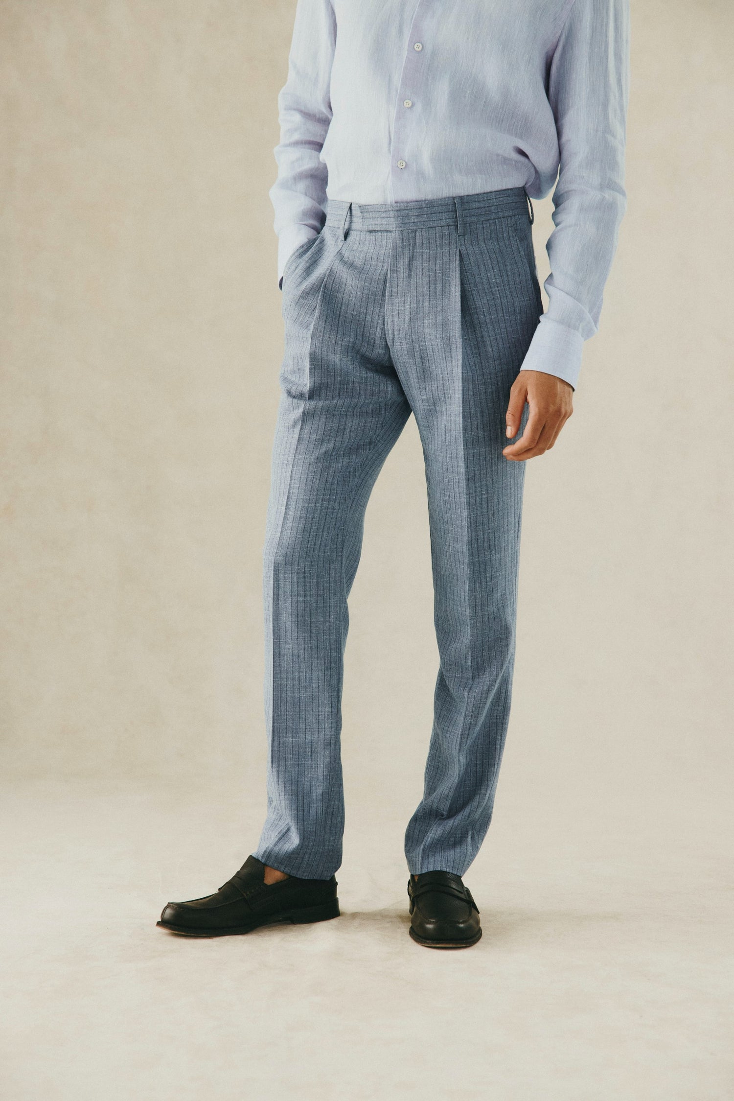 Dudgeon Basketweave Stripe Trousers Blue