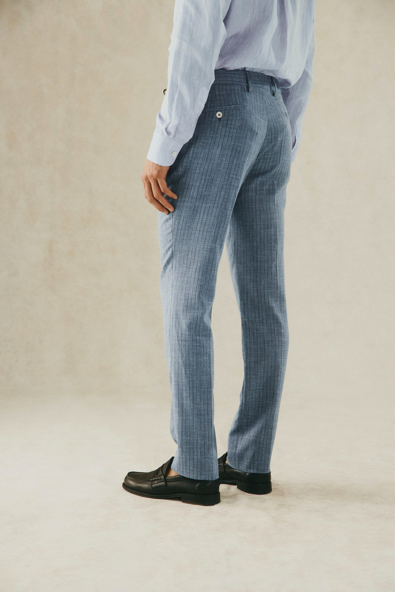 Dudgeon Basketweave Stripe Trousers Blue