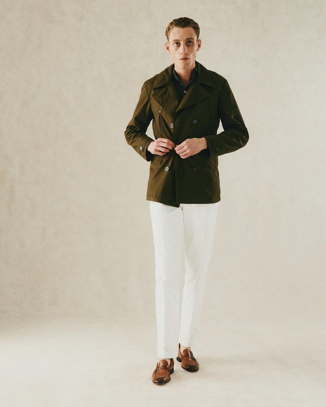 Hawkes Cotton Peacoat - Khaki