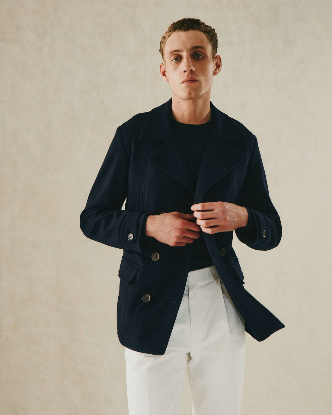 Hawkes Jersey Wool Peacoat Navy