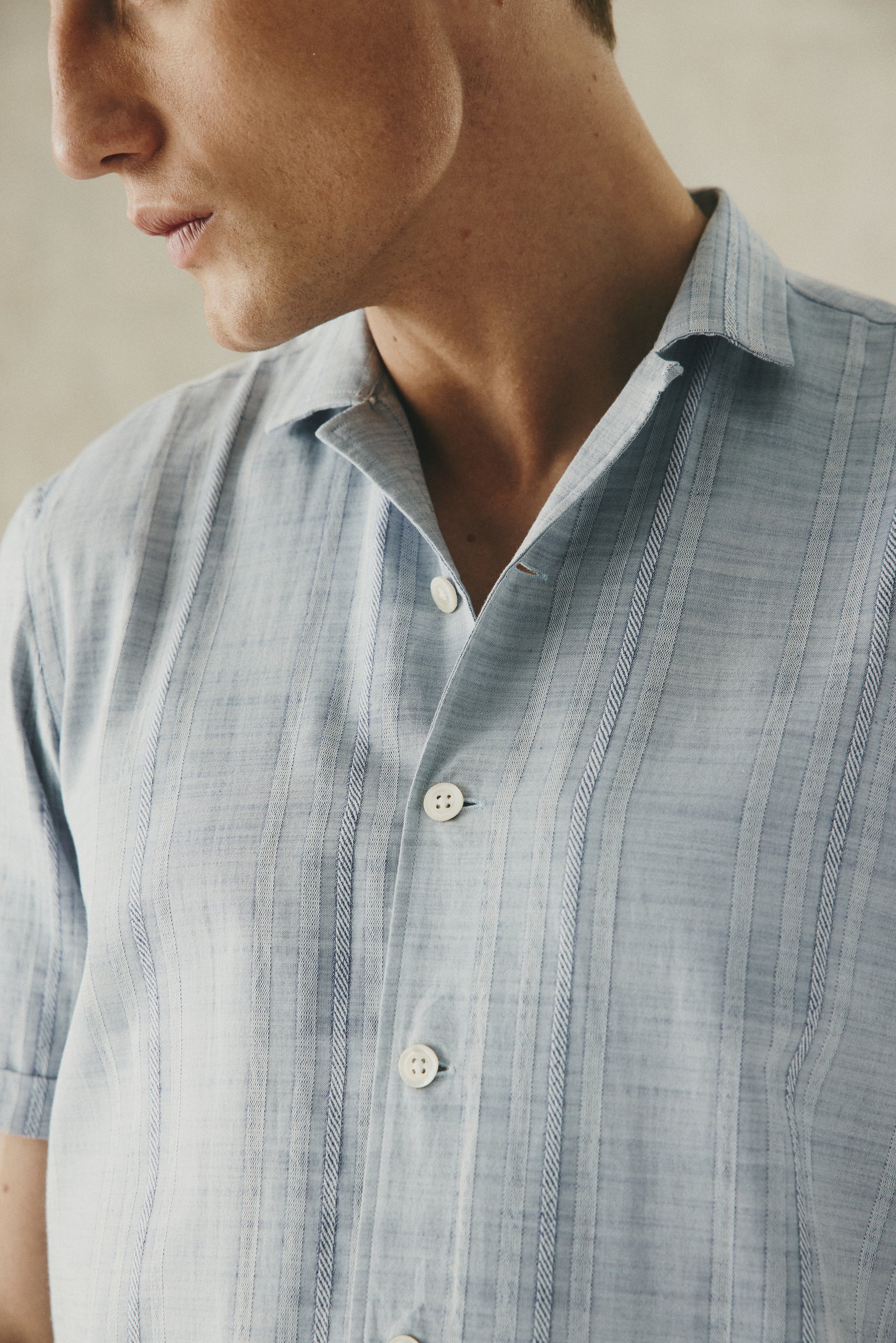 Cayley Short Sleeve Striped Shirt Light Blue