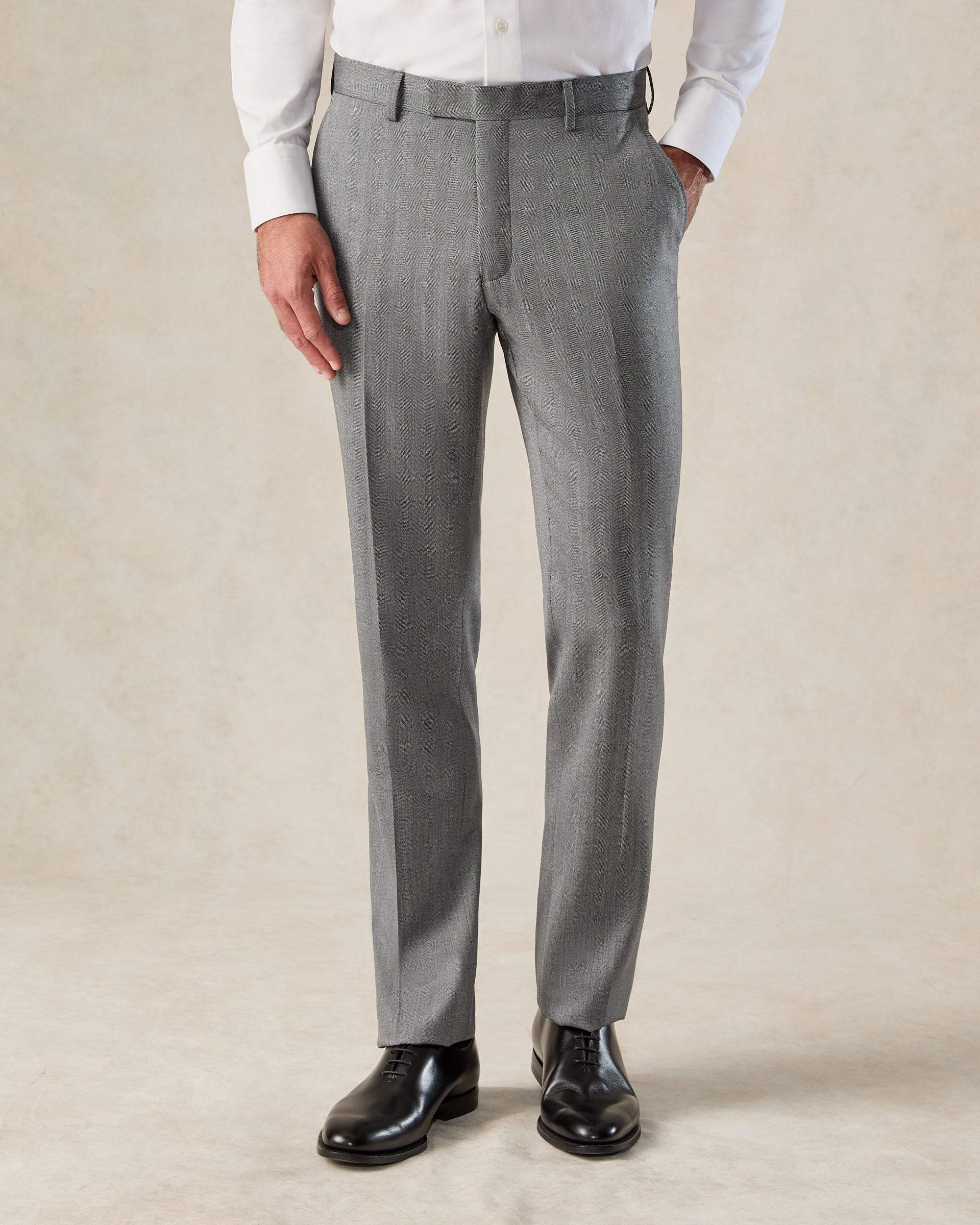 Garbet Wool Herringbone Suit Trouser Grey