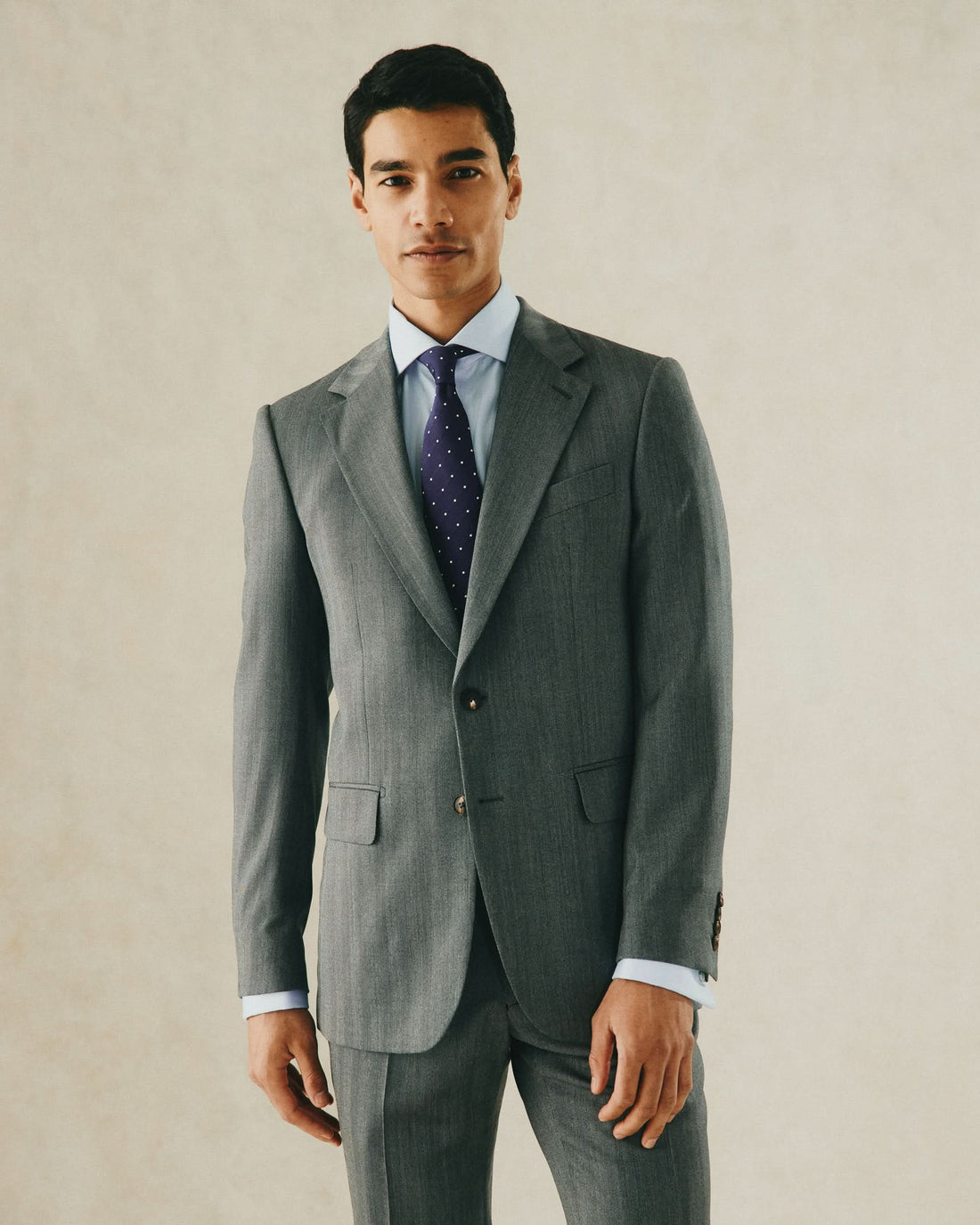 Garbett Grey Wool Herringbone Suit Jacket