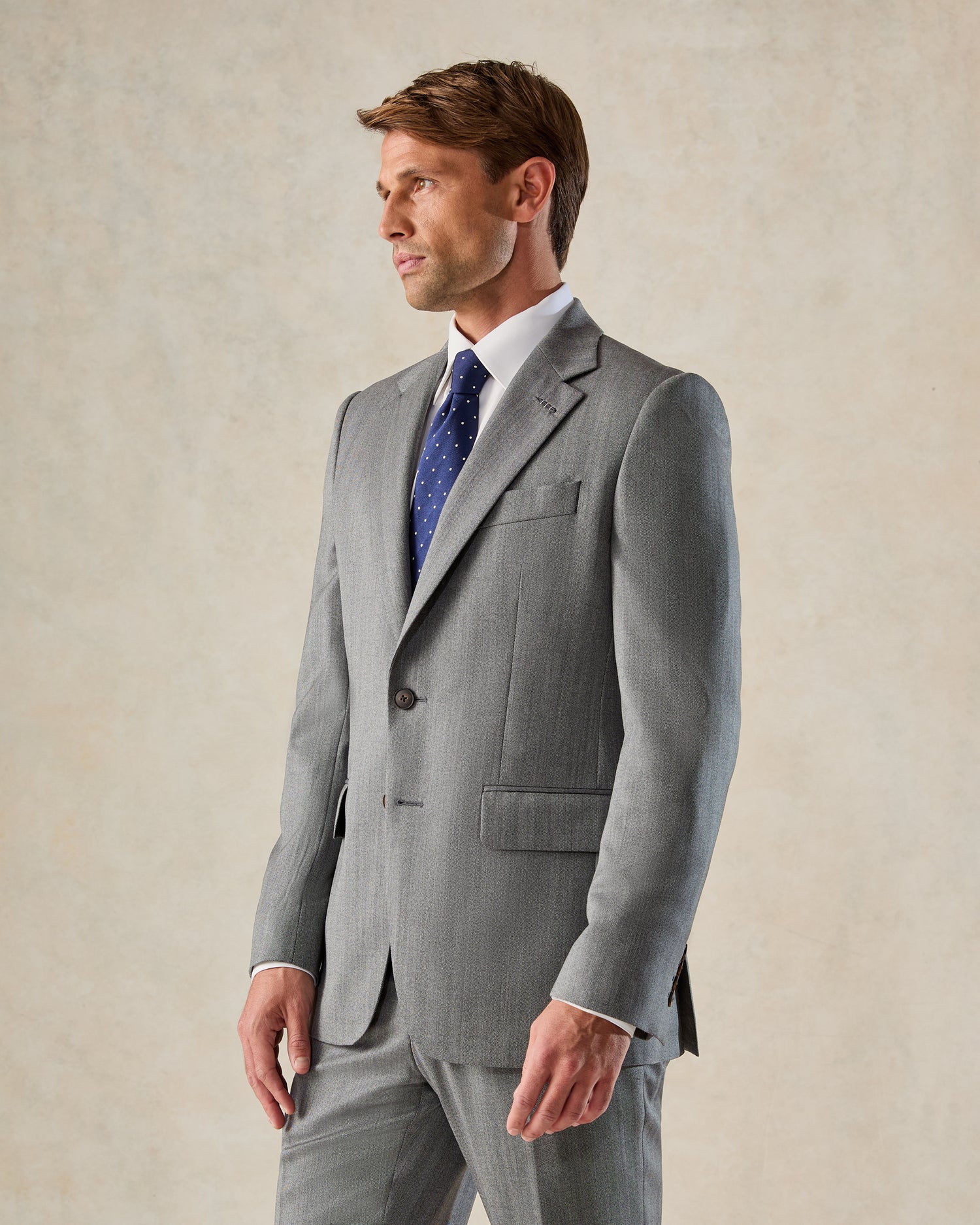 Garbet Wool Herringbone Suit Jacket Grey