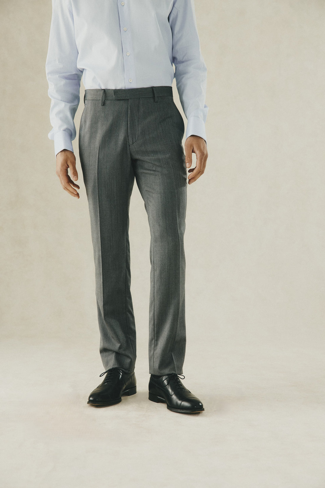 Garbett Grey Wool Herringbone Suit Trouser