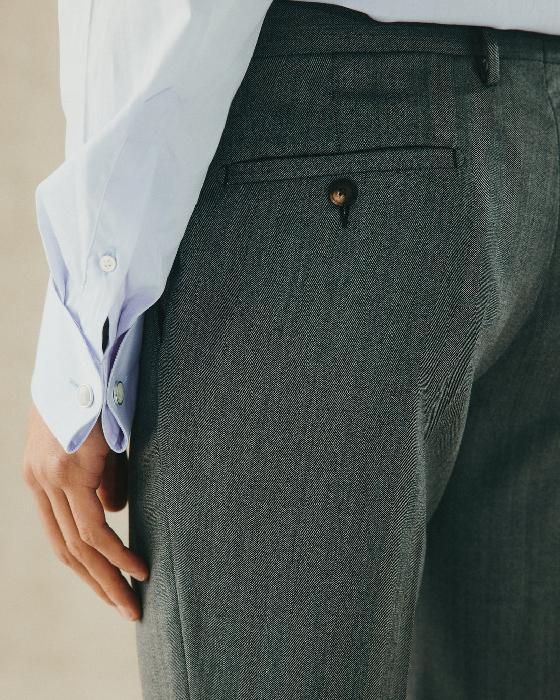 Garbett Grey Wool Herringbone Suit Trouser