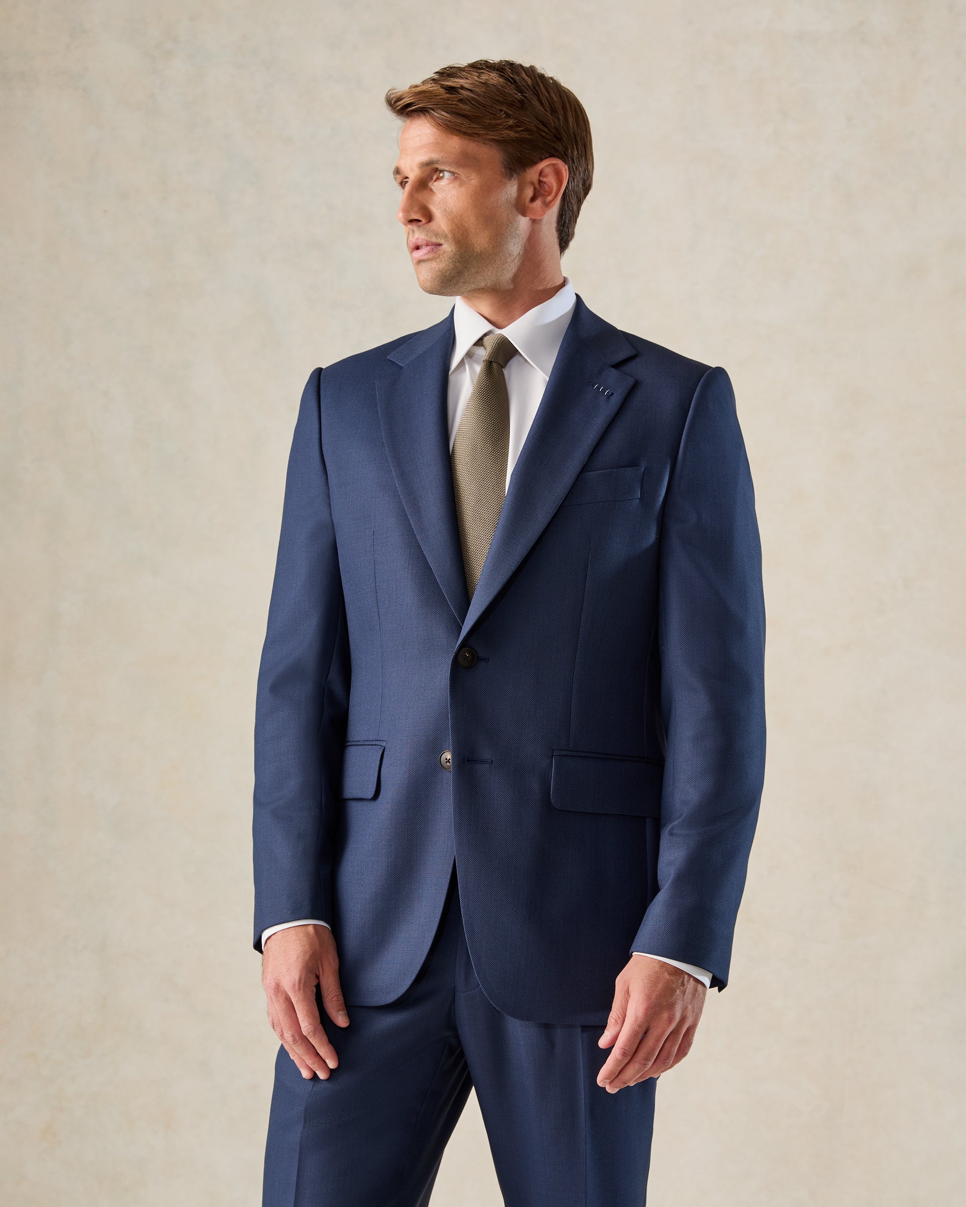 Madden Wool Birdseye Suit Jacket Navy Gieves Hawkes