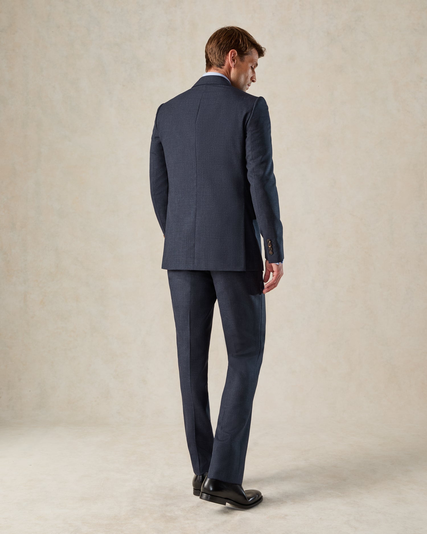 Holbech Navy Wool Check 2-Piece Suit