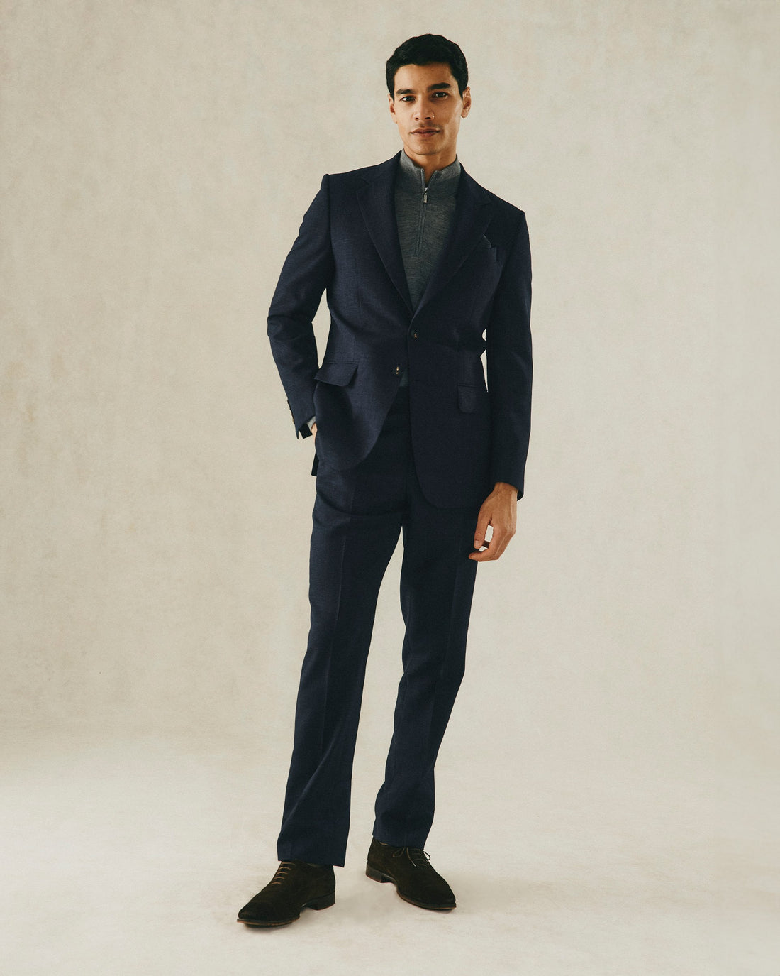 Holbech Navy Wool Check 2-Piece Suit [Available as separates]