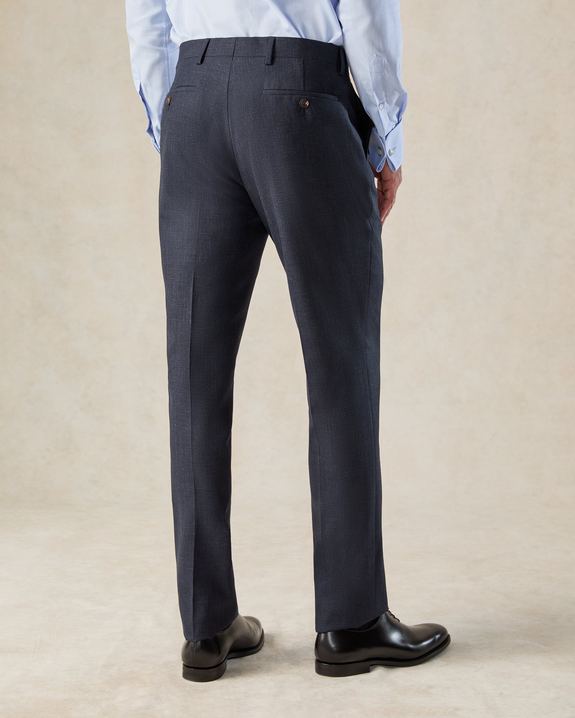 Holbech Wool Check Suit Trouser Navy