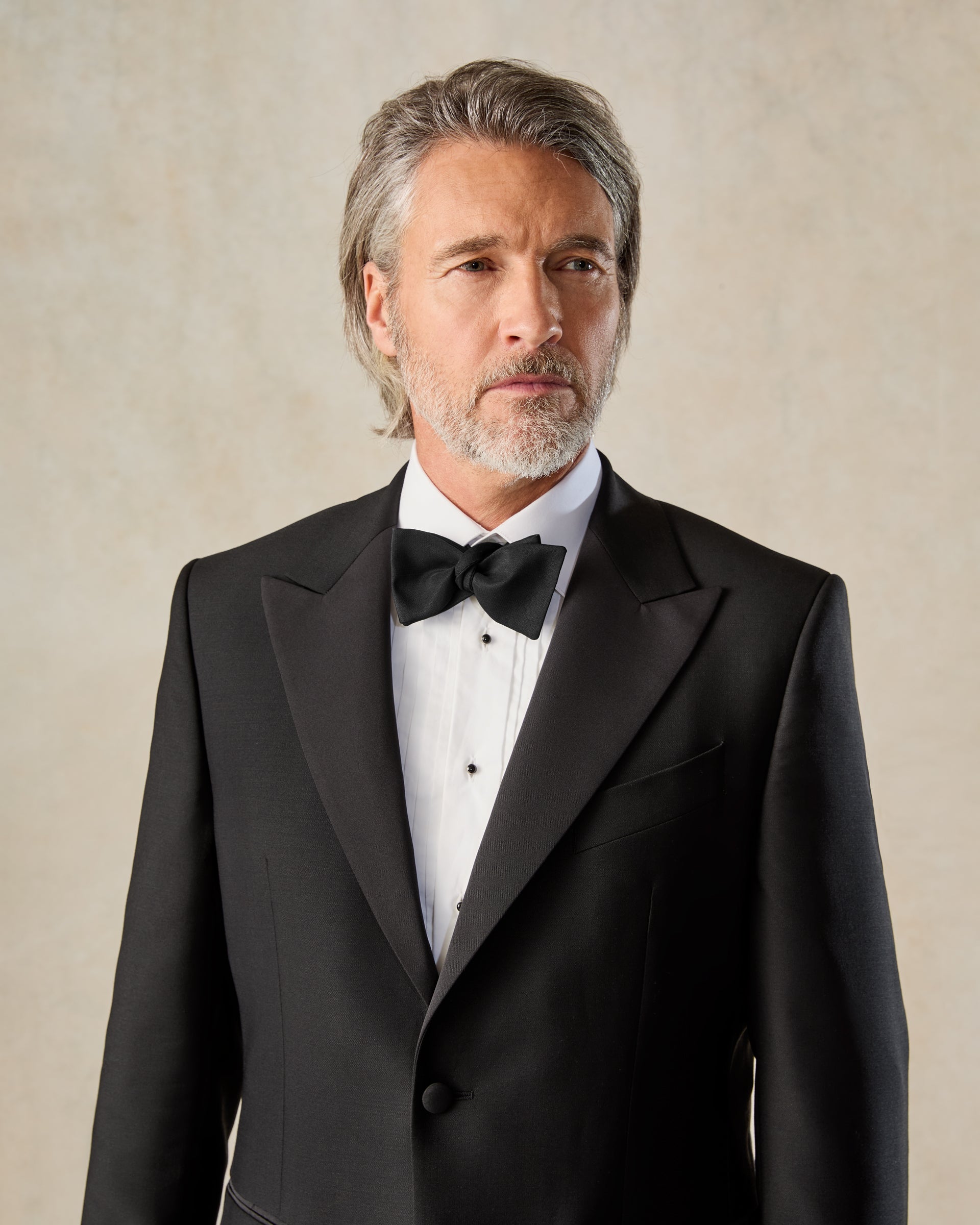 Shelford Black Wool Mohair Barathea Peak 3-Piece Dinner Suit