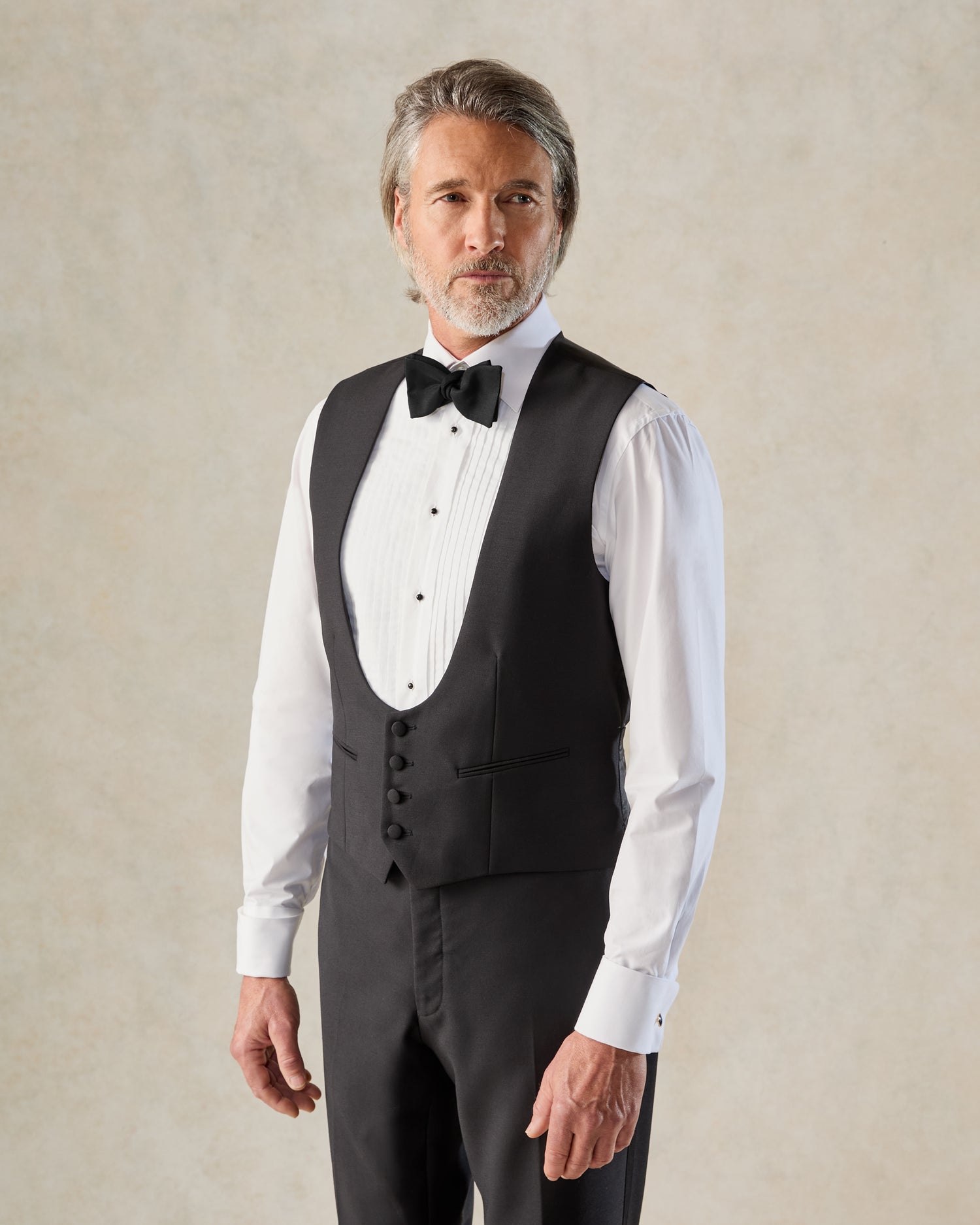 Shelford Black Wool Mohair Barathea Peak 3-Piece Dinner Suit