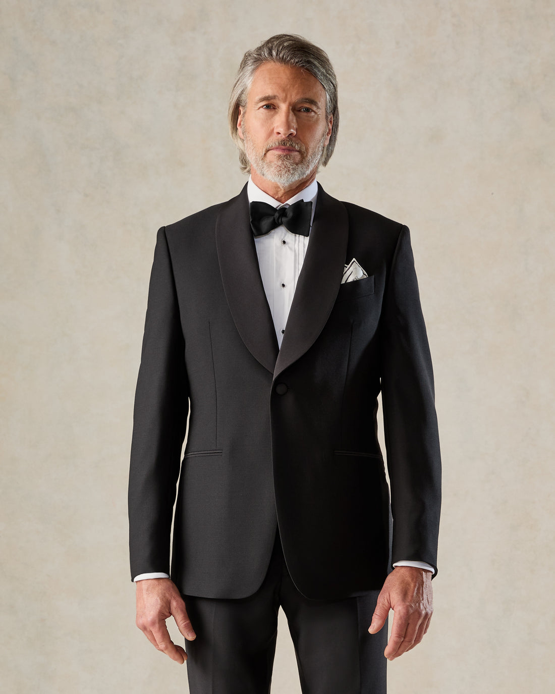 Shelford Black Wool Mohair Barathea Shawl Dinner Jacket