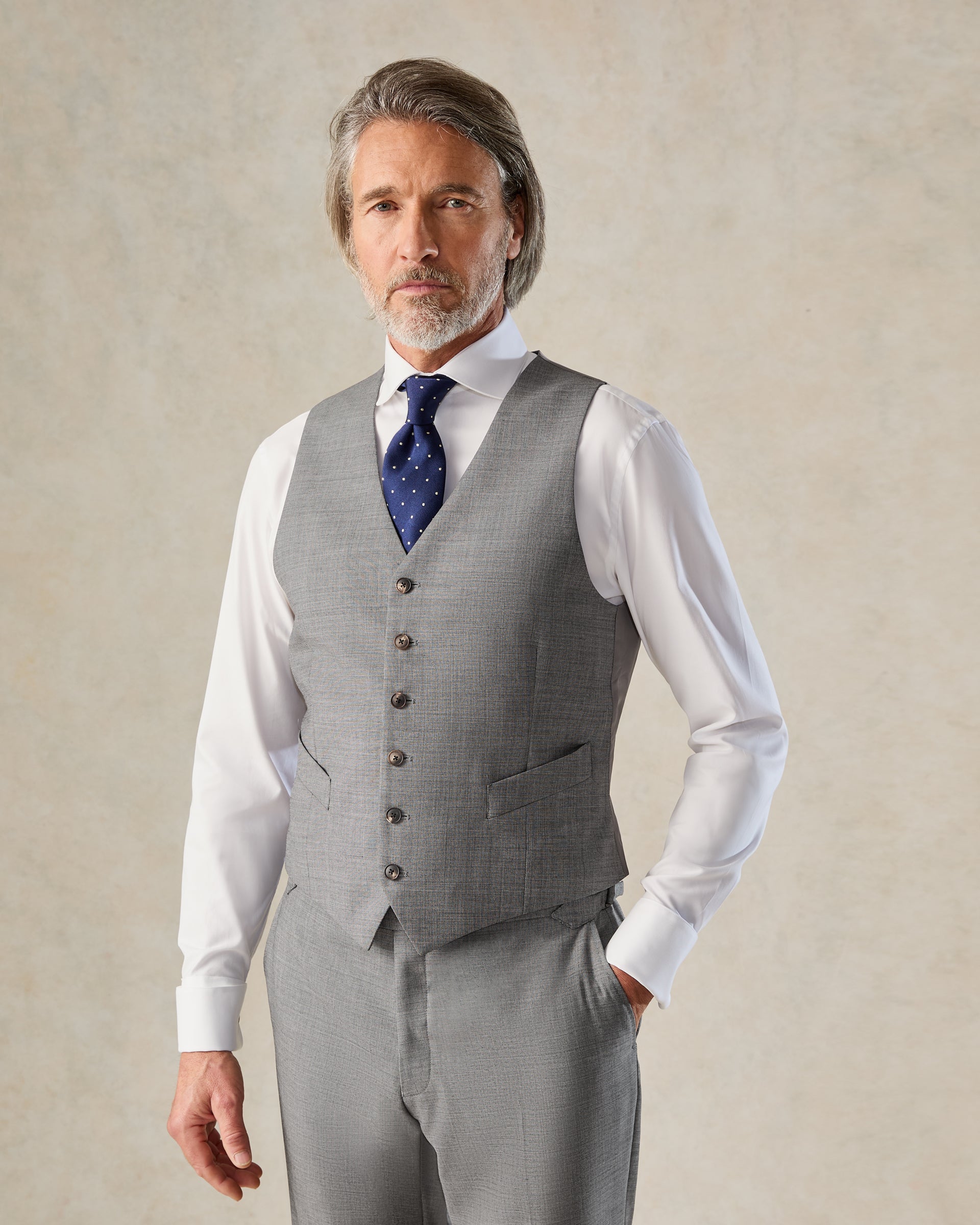 Torlese Virgin Wool Sharkskin Morning Waistcoat Grey