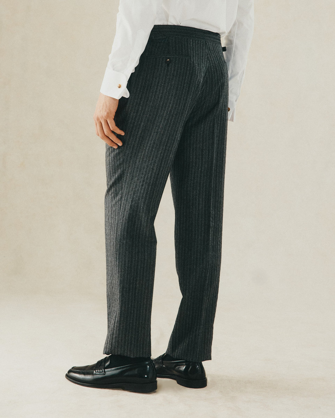 Gladstone Grey Stripe Wool Dress Trouser