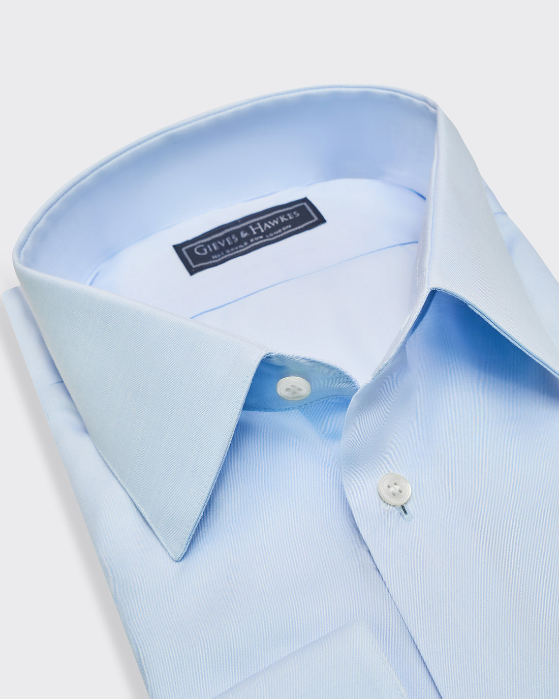 Leveson Blue Cotton Twill Single Cuff Shirt Blue