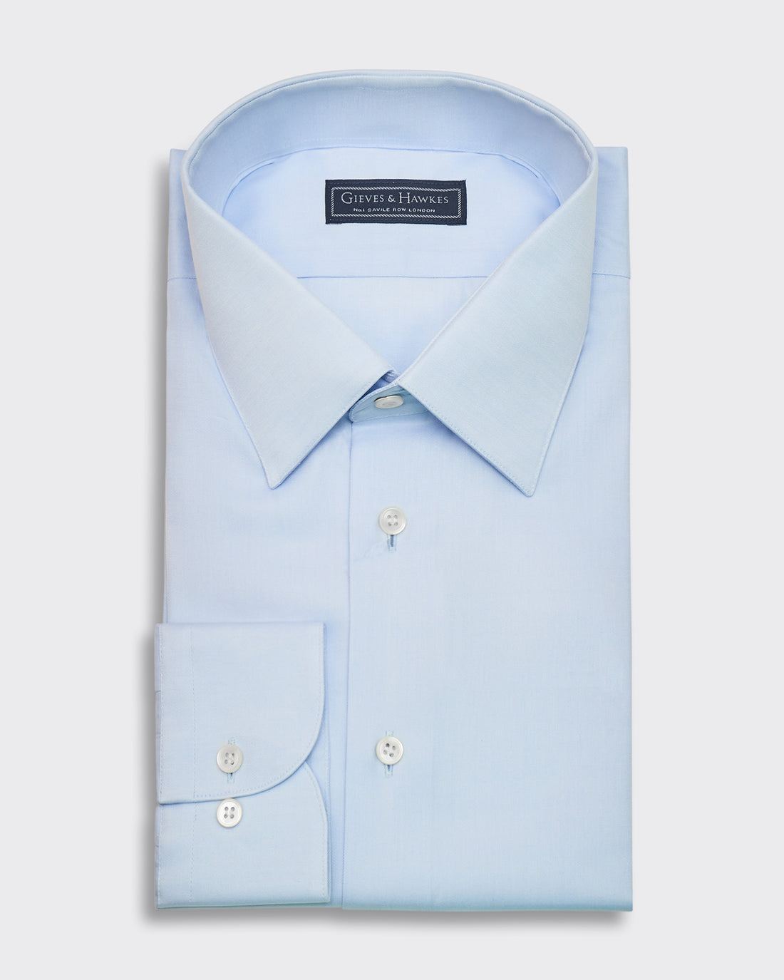 Leveson Blue Cotton Twill Single Cuff Shirt Blue