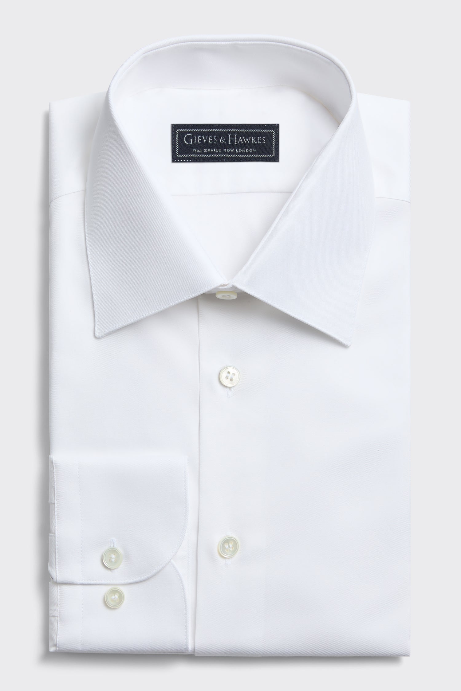 Leveson Cotton Twill Single Cuff Shirt White