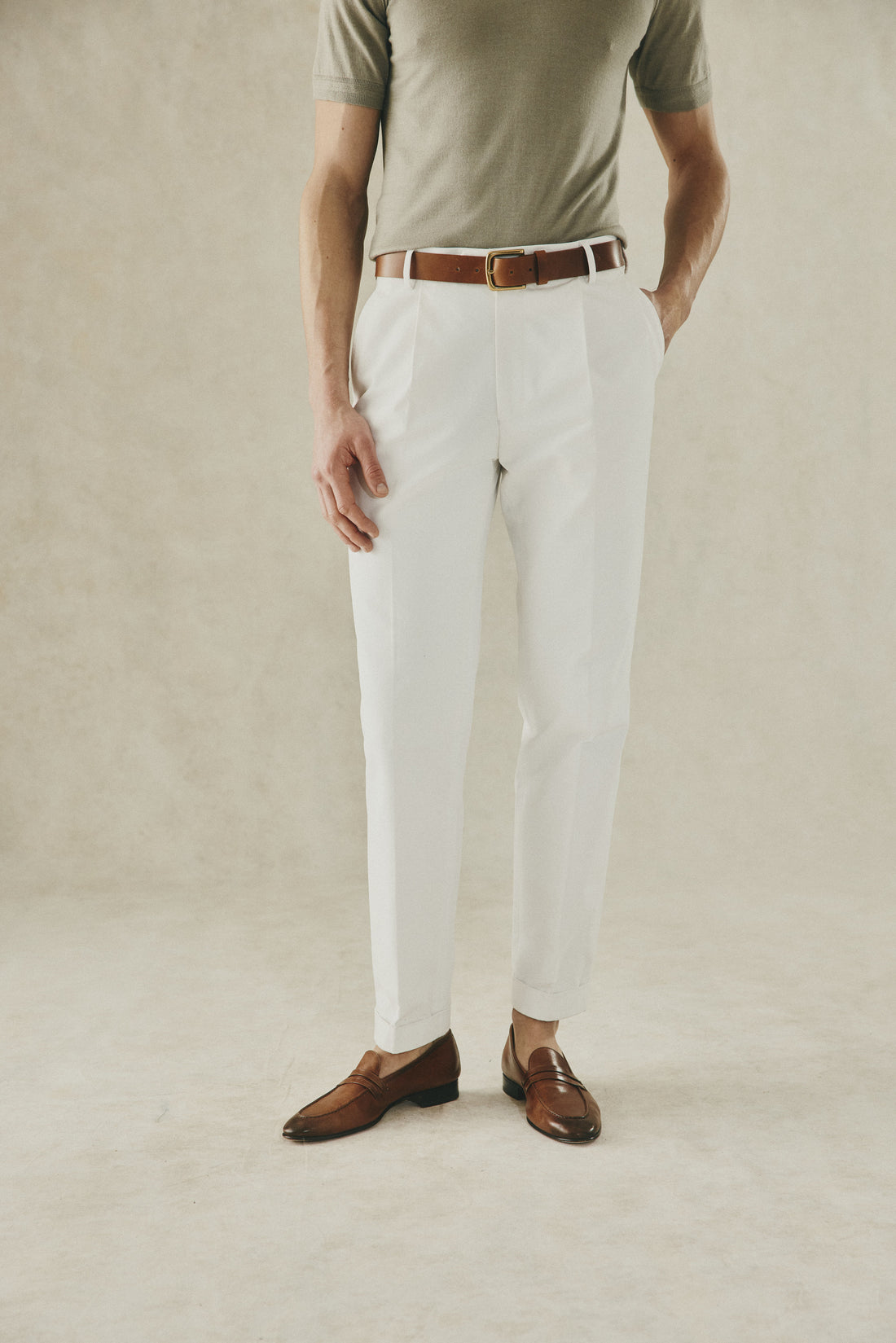 Livingstone Pleat Trouser White