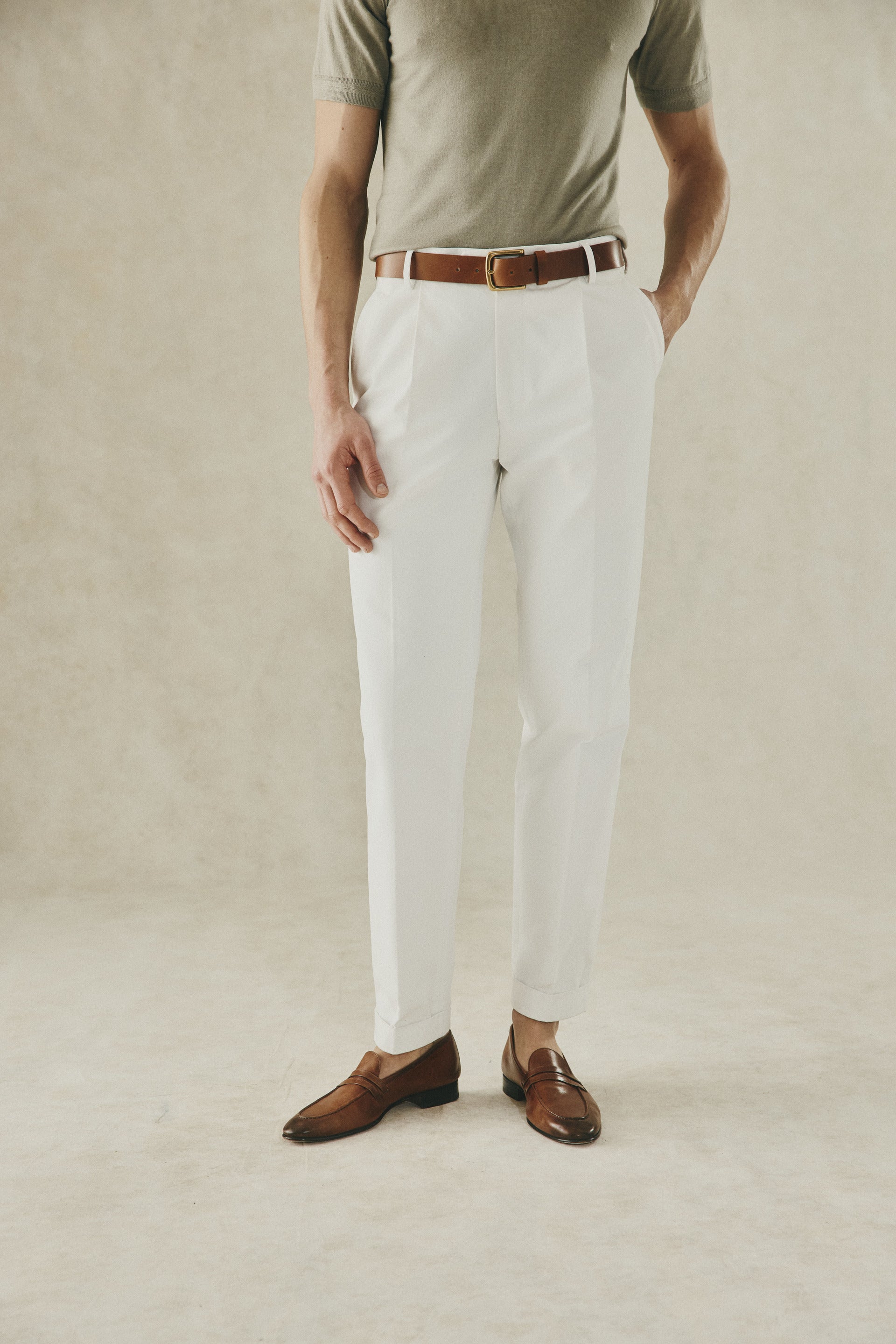 Livingstone Pleat Trouser White