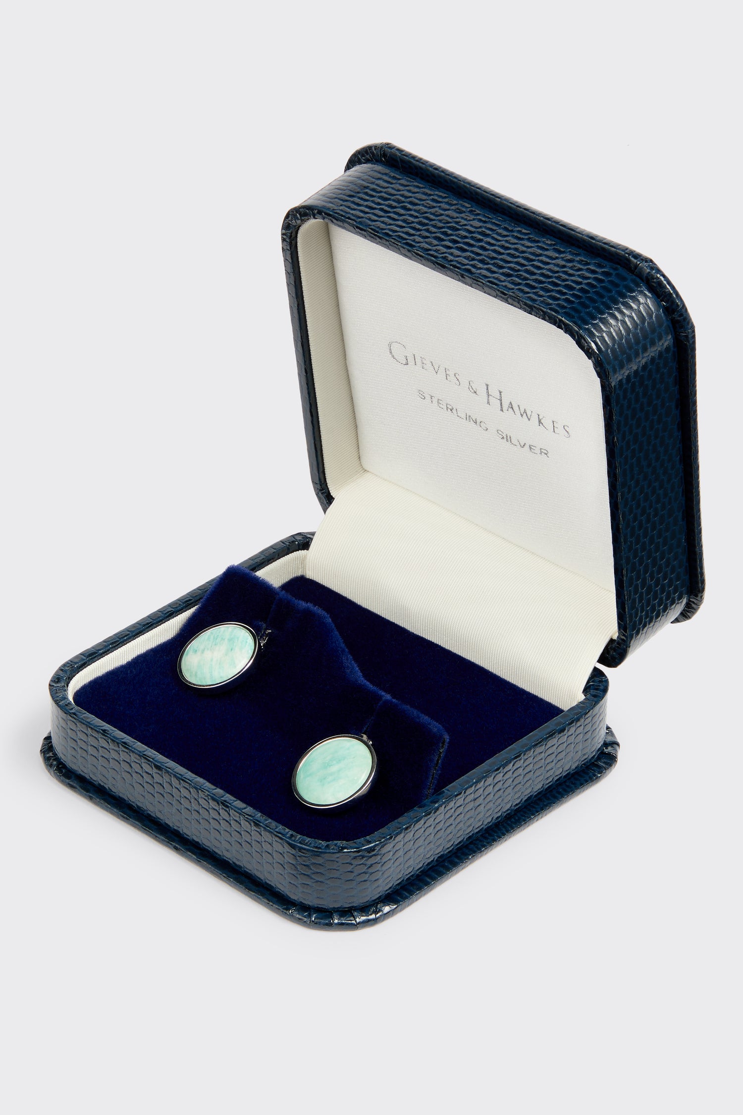 Clint Sterling Silver Cufflinks Aqua Amazonite