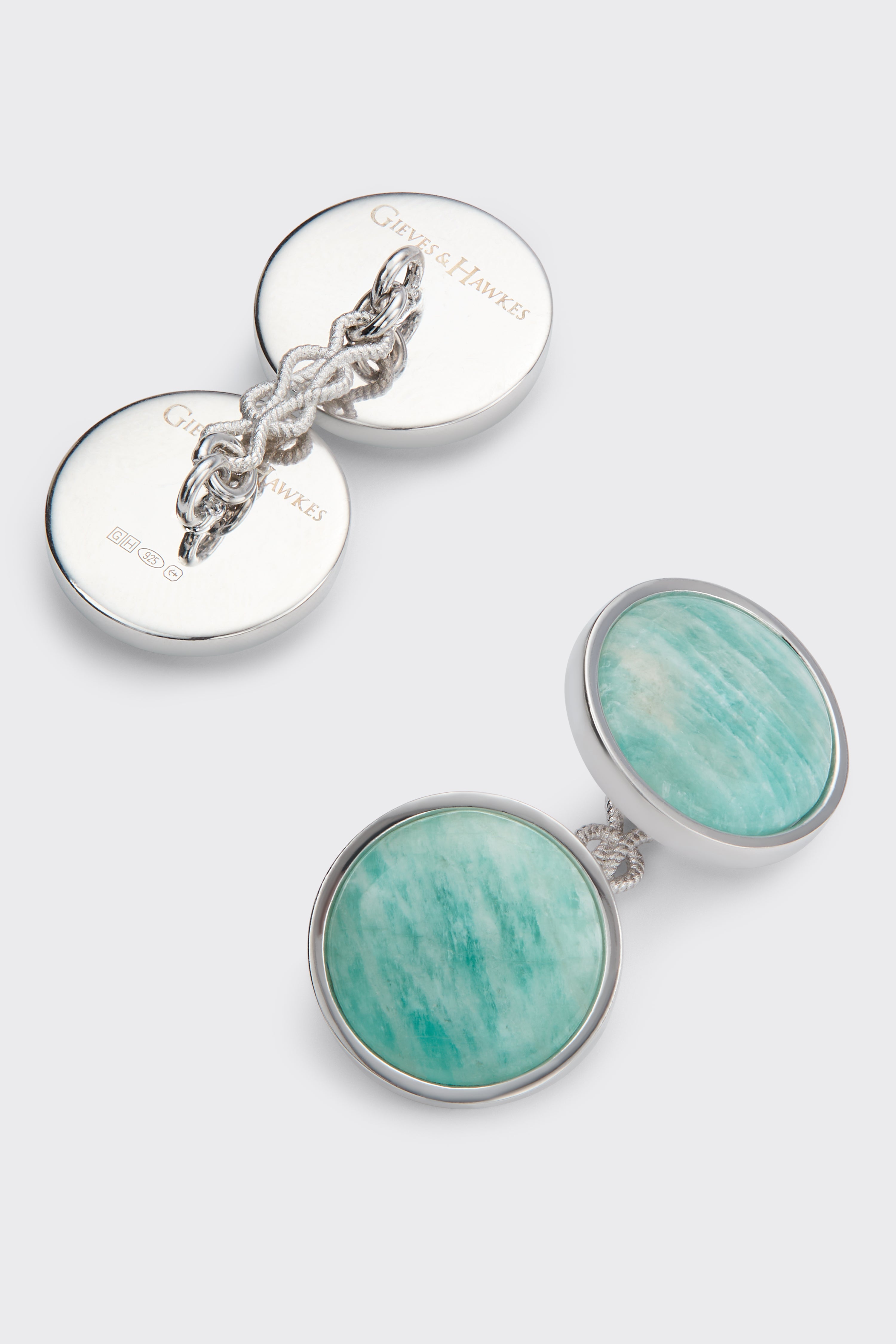 Clint Sterling Silver Cufflinks Aqua Amazonite