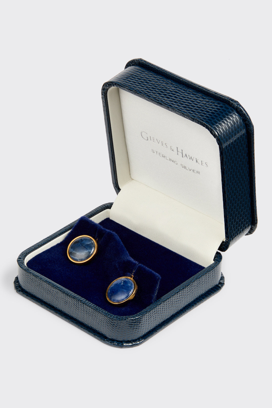 Clint Gold Plated Sterling Silver Cufflinks Navy Sodalite