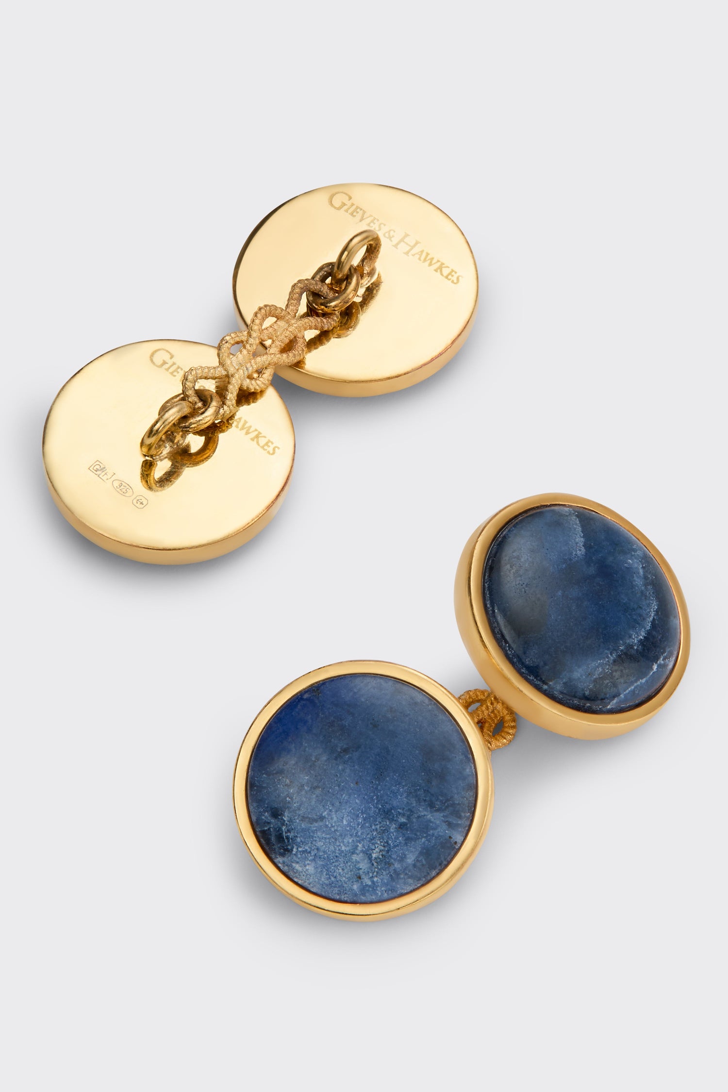 Clint Gold Plated Sterling Silver Cufflinks Navy Sodalite