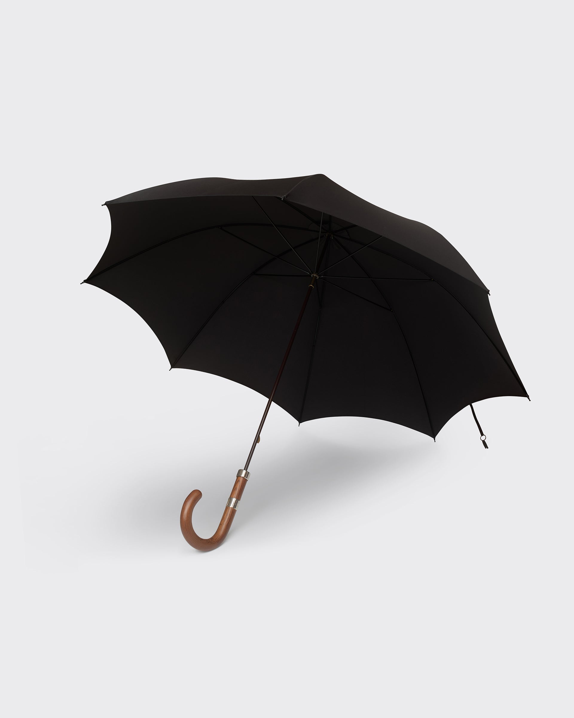 Tube Umbrella with Wooden Grained Handle Black