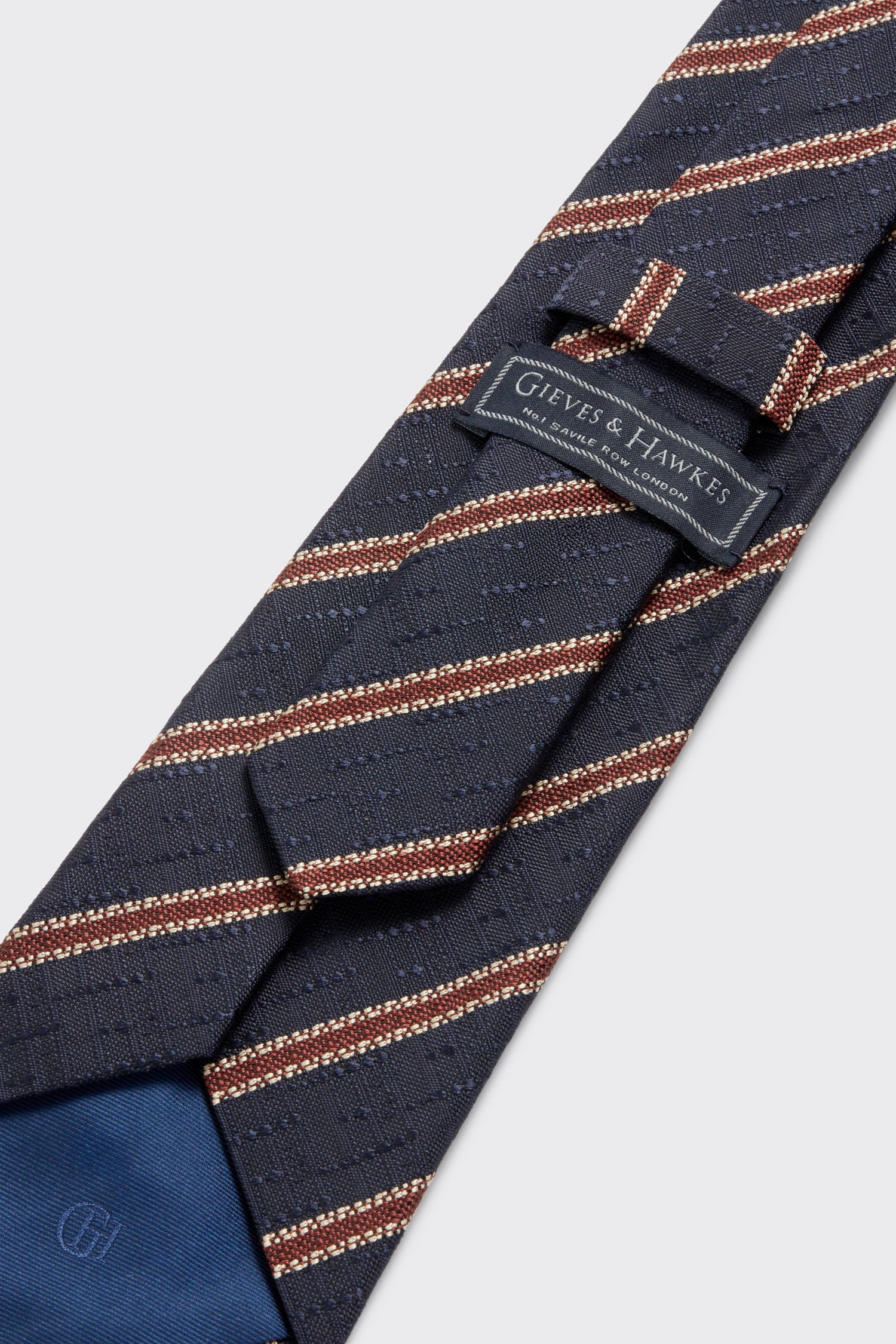 Carberry Silk Tie Dark Navy Stripe