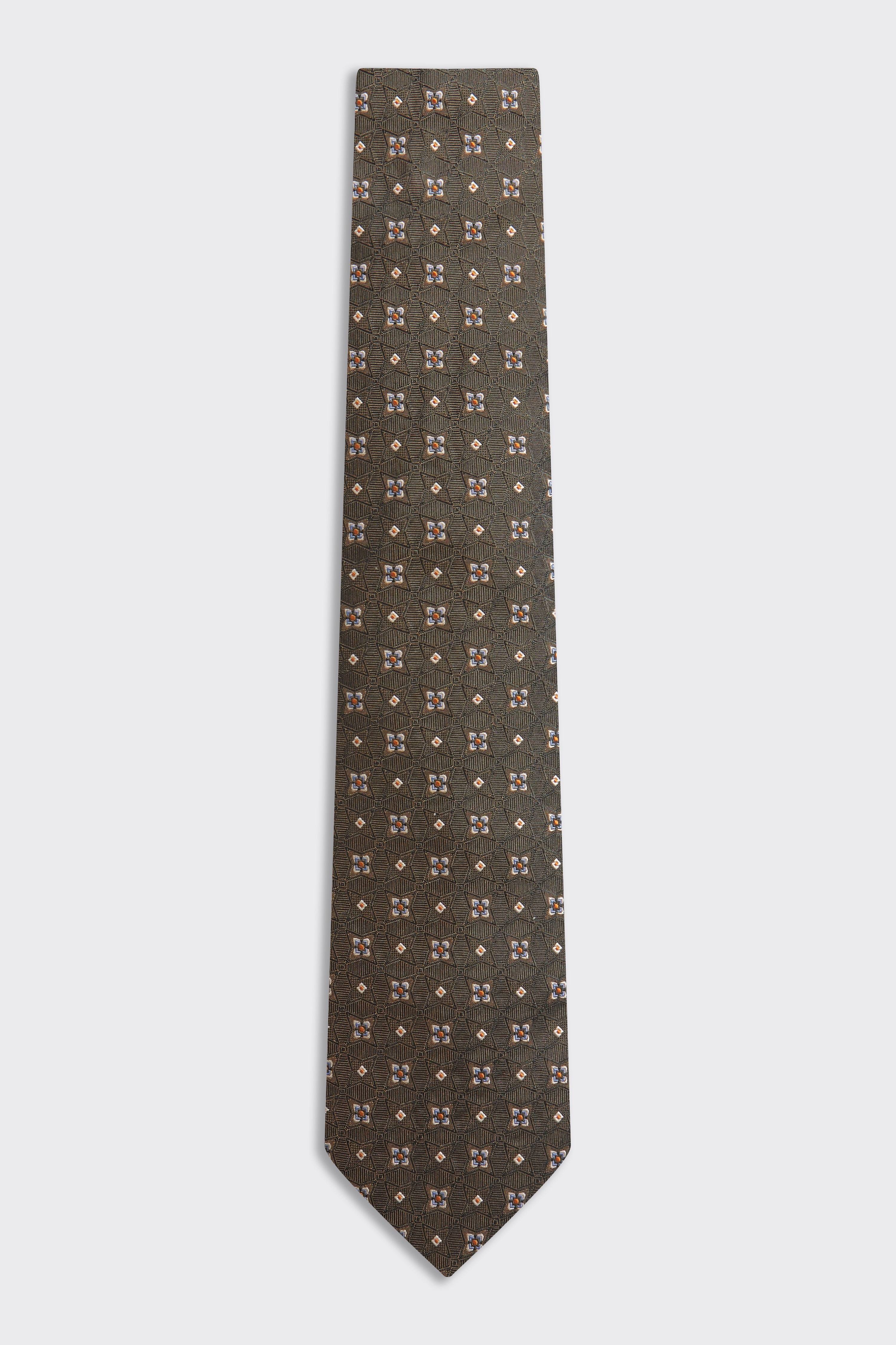 Carberry Silk Tie Khaki Jacquard