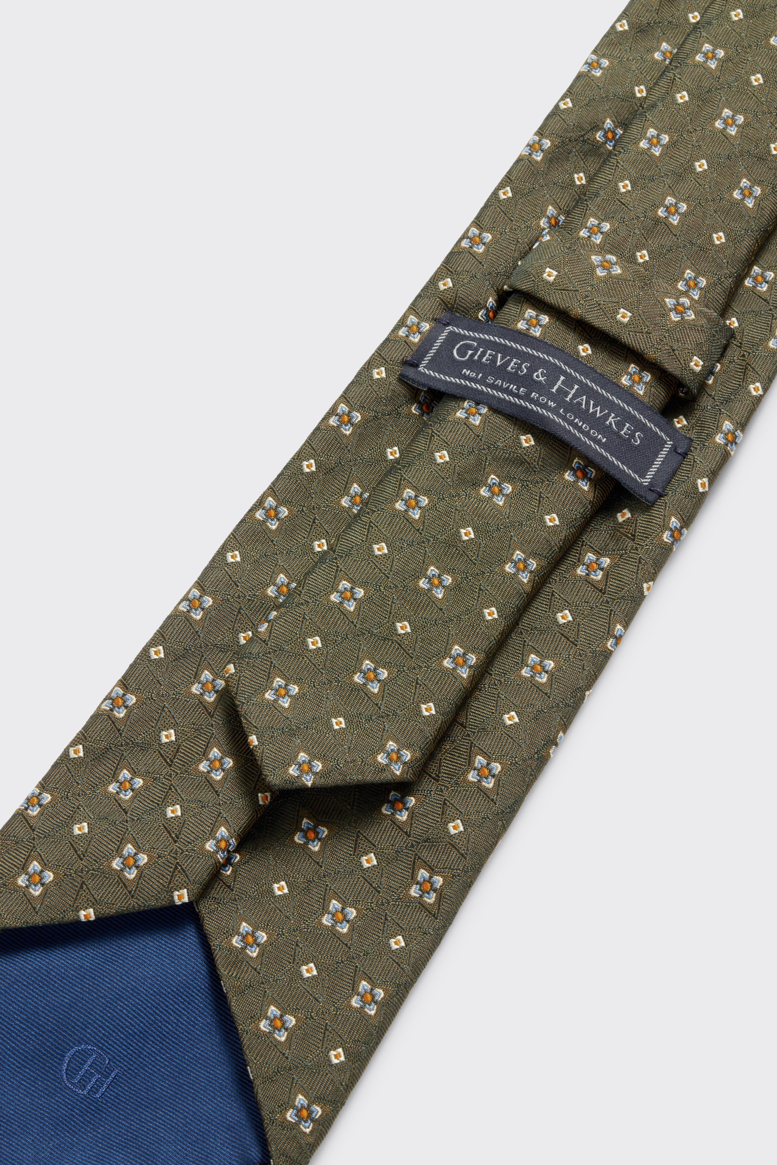 Carberry Silk Tie Khaki Jacquard