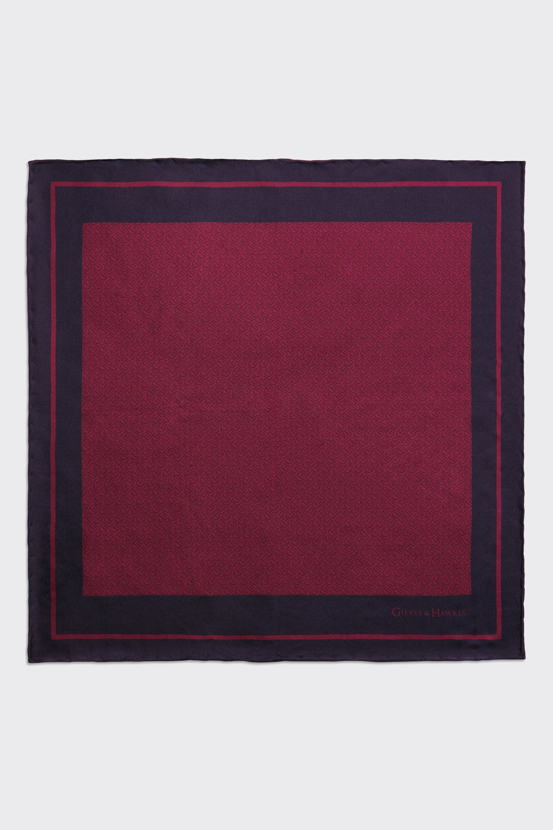 Barne Silk Pocket Square Burgundy Monogram