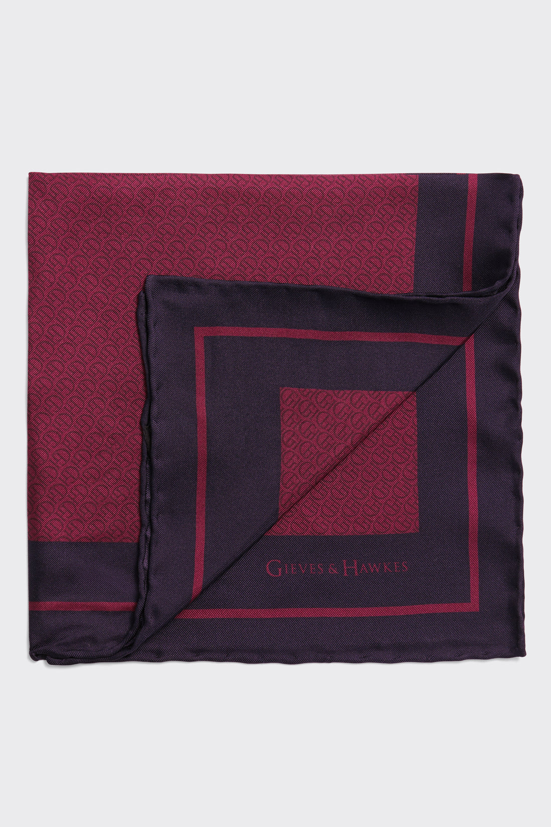 Barne Silk Pocket Square Burgundy Monogram