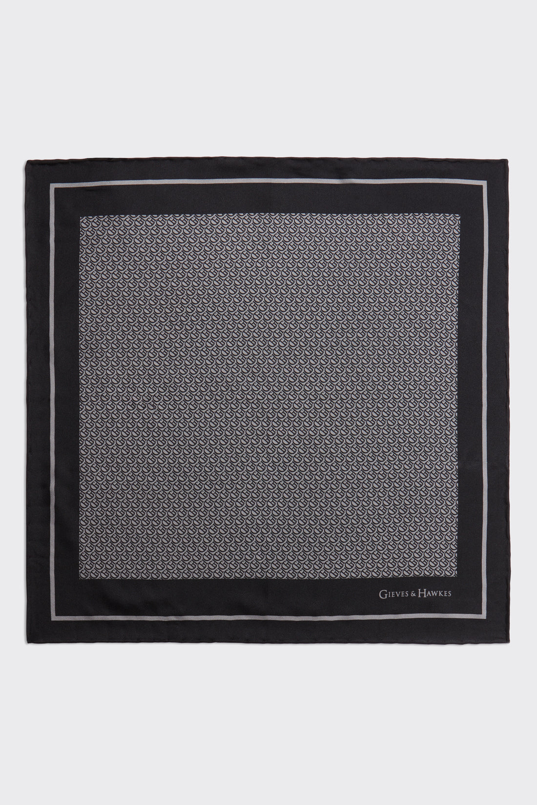 Barne Silk Pocket Square Grey Monogram