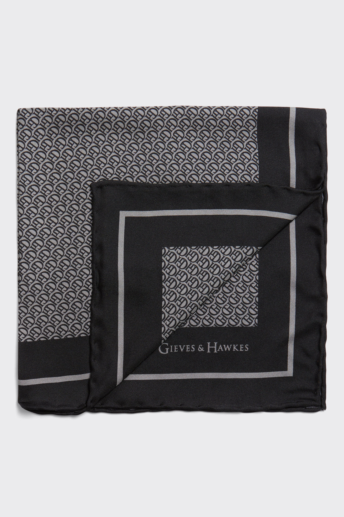 Barne Silk Pocket Square Grey Monogram