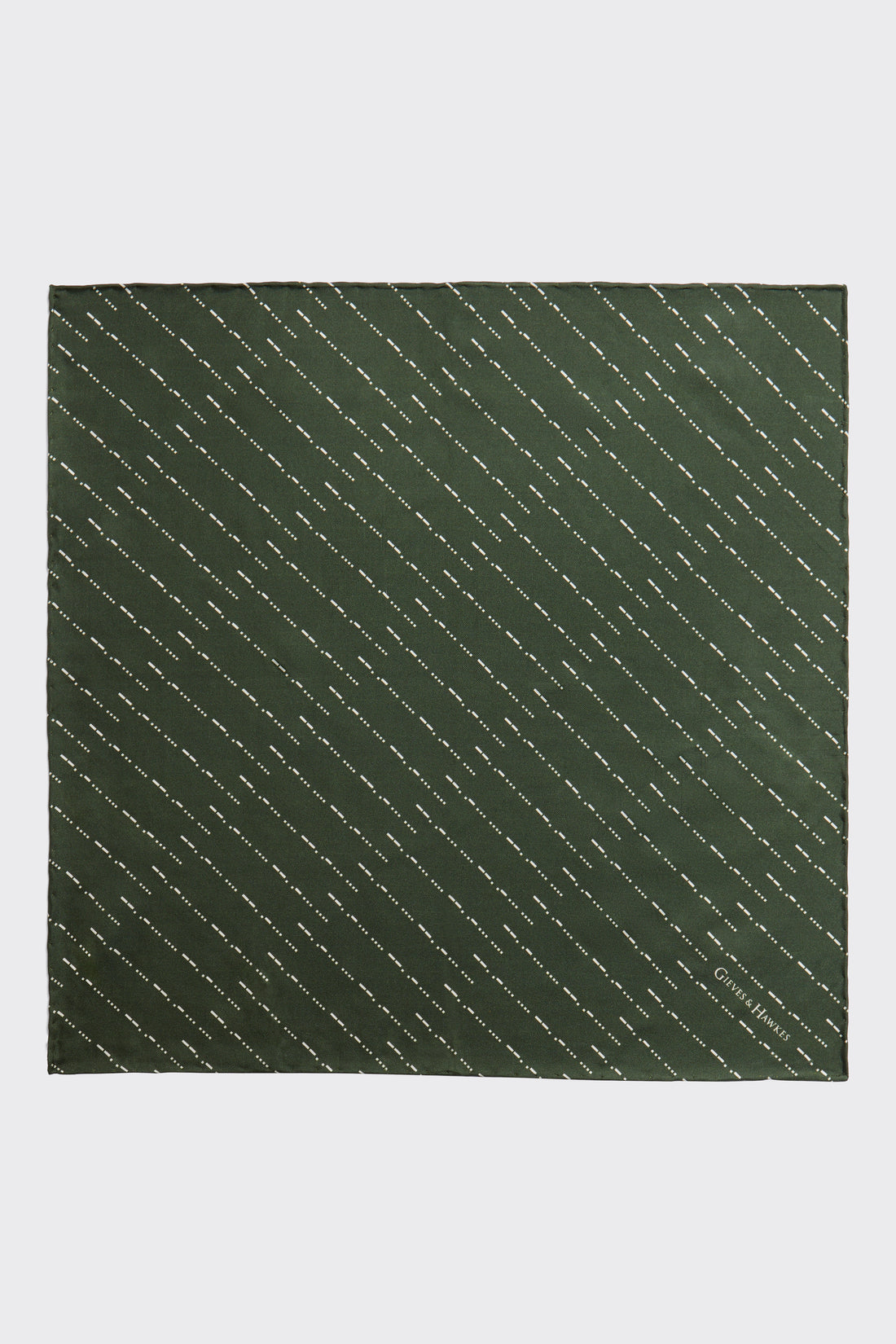 Barne Silk Pocket Square Green Morse Code