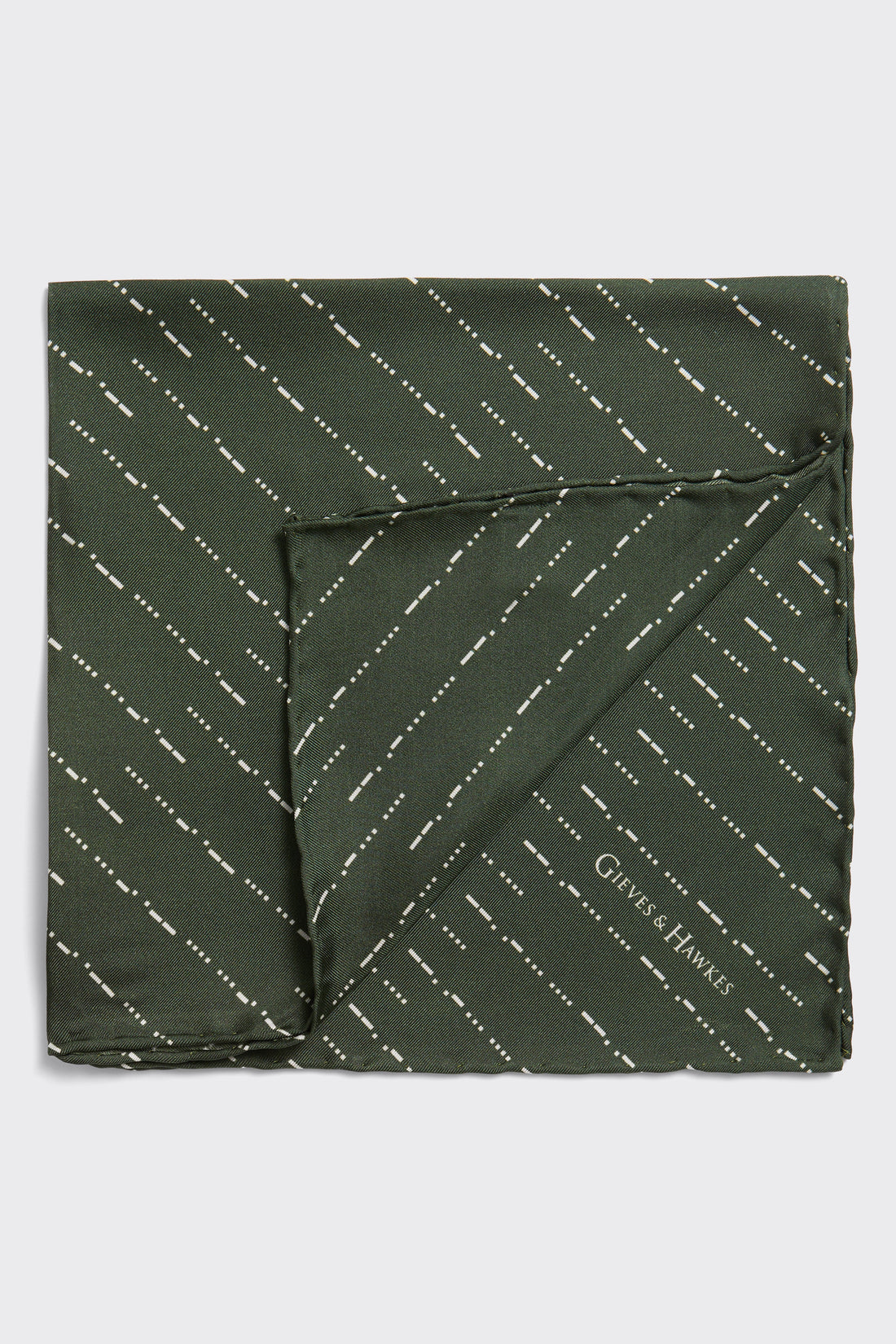 Barne Silk Pocket Square Green Morse Code