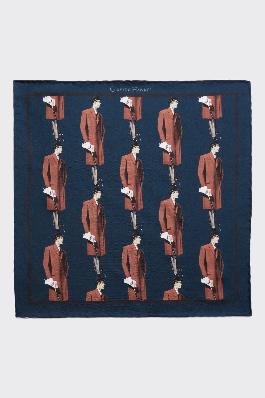 Barne Silk Pocket Square Navy Archive Man Print