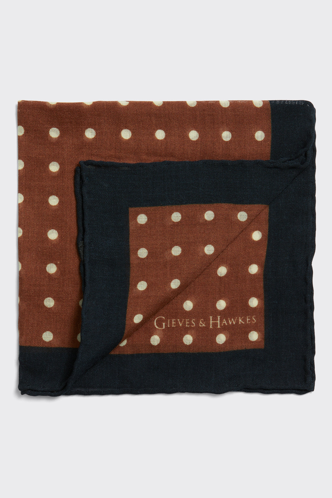 Carver Wool Silk Pocket Square Rust Spot