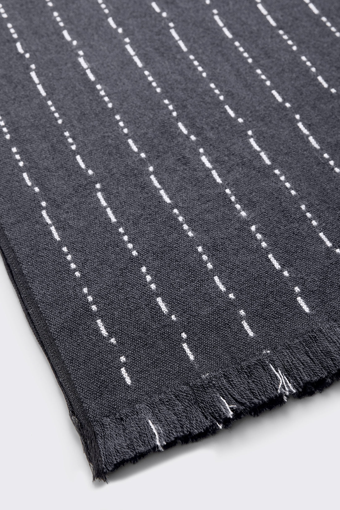 Morse Code Stripe Woolen Scarf - Grey