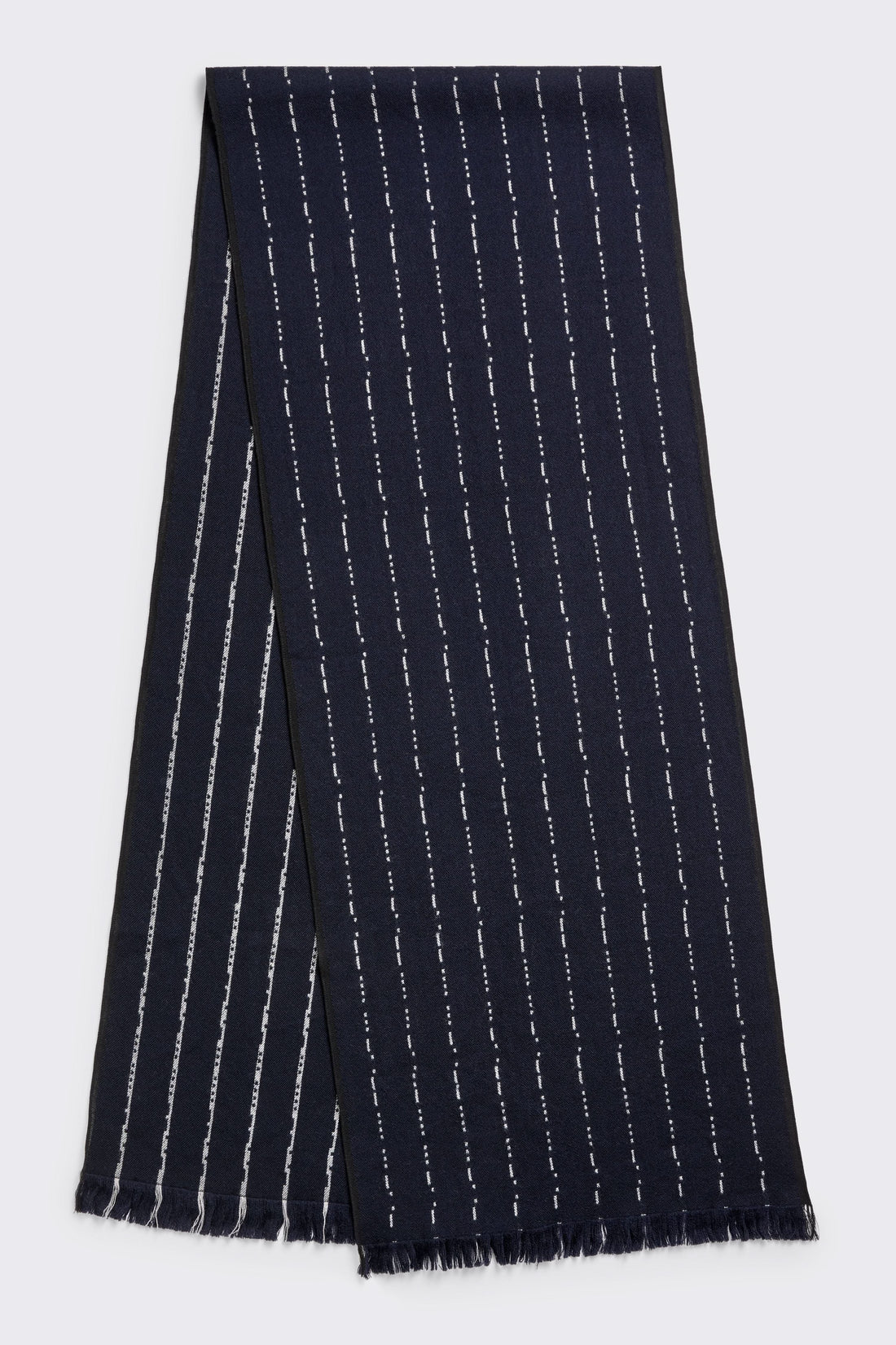 Morse Code Stripe Woolen Scarf - Navy